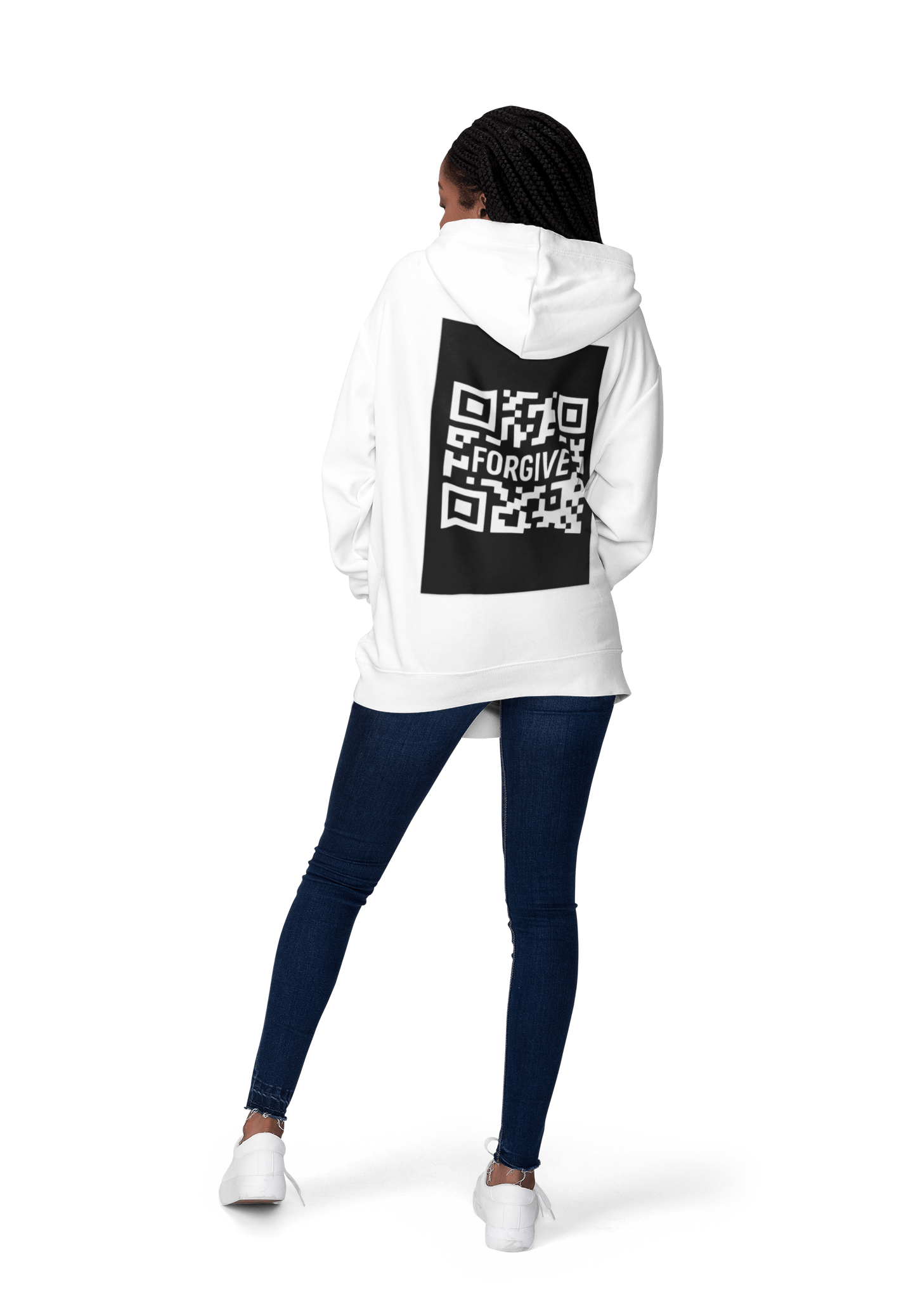 JKFstylez Hoodie Forgive QR Code Hoodie – Unisex Softstyle Fleece Sweatshirt BLK
