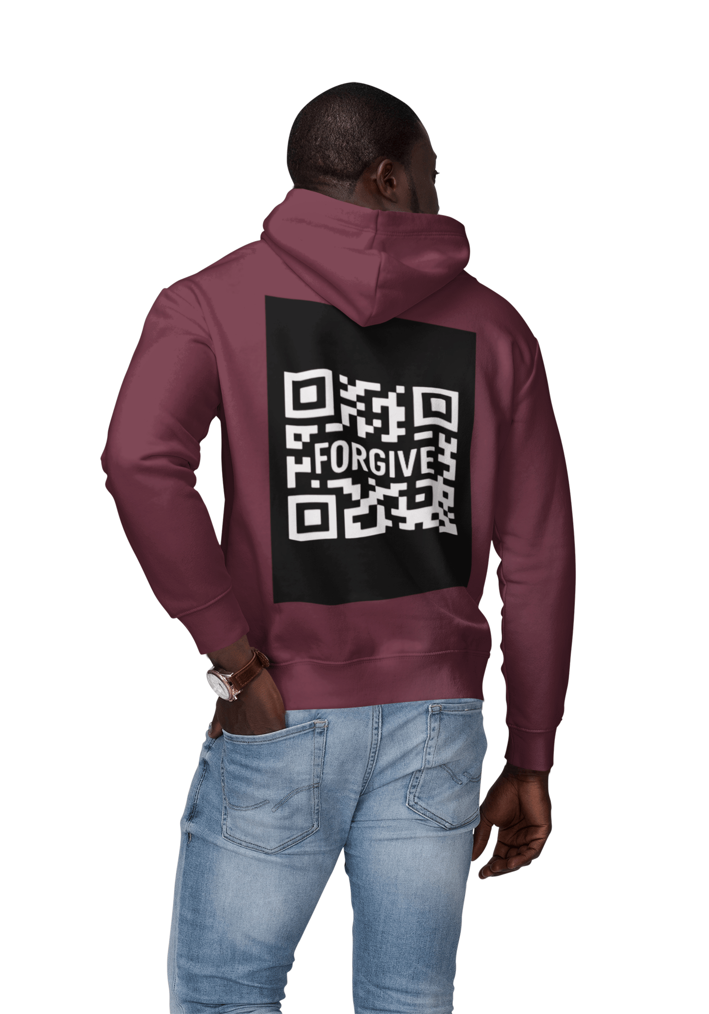 JKFstylez Hoodie Forgive QR Code Hoodie – Unisex Softstyle Fleece Sweatshirt BLK
