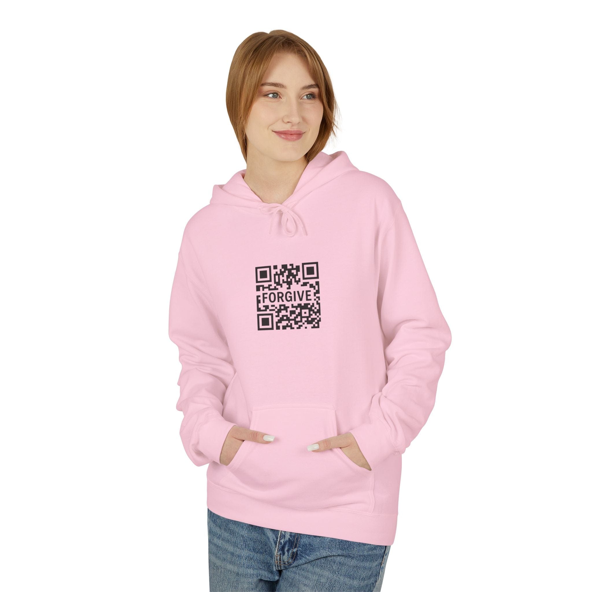 JKFstylez Hoodie M / Light Pink Unisex Forgive QR Code Hoodie