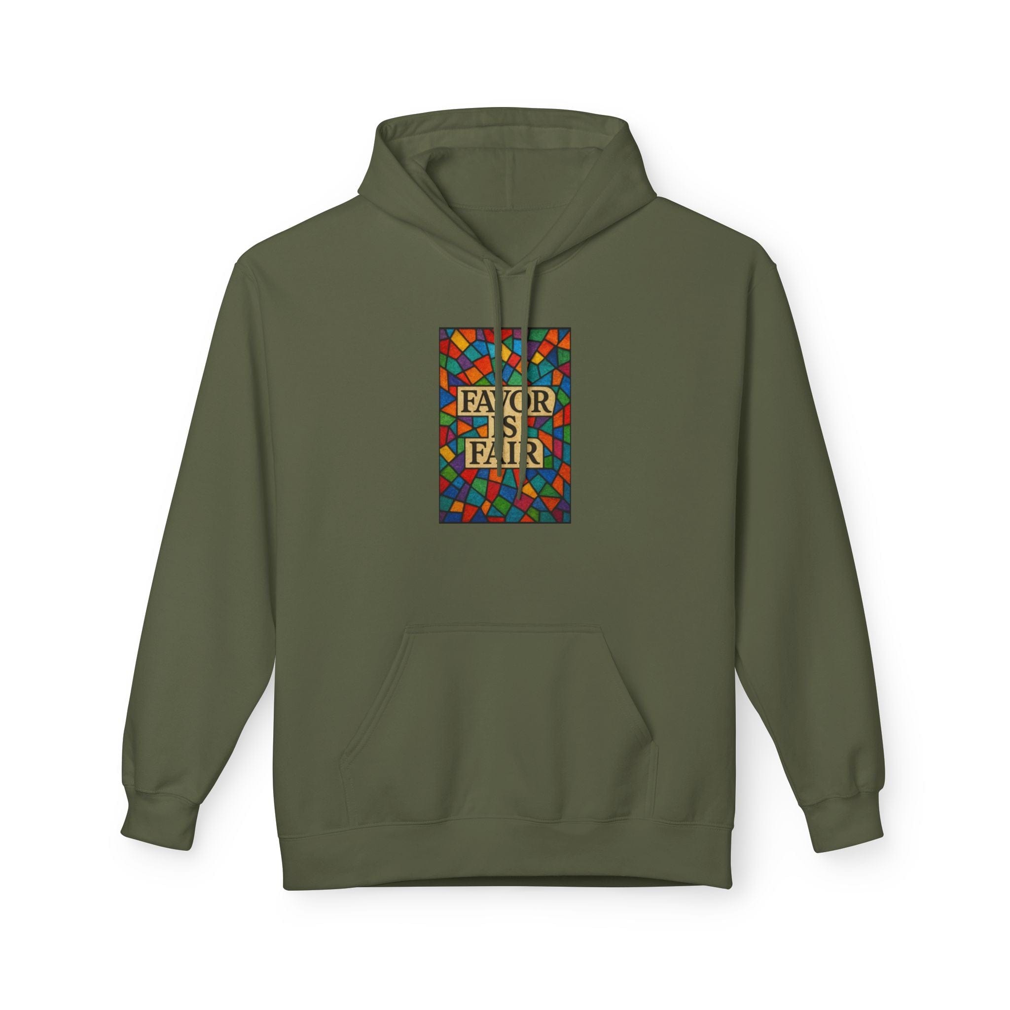 JKFstylez Hoodie S / Military Green United Stained Glass Favor Is Fair Hoodie, Unisex Fashion Sweatshirt