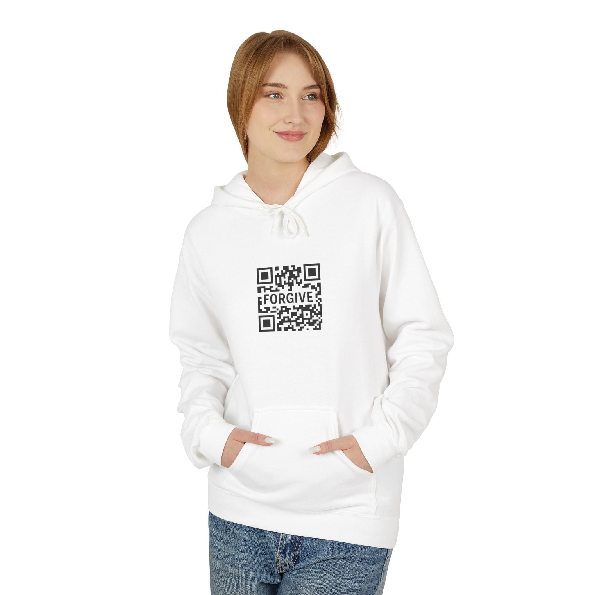 JKFstylez Hoodie S / White Unisex Forgive QR Code Hoodie