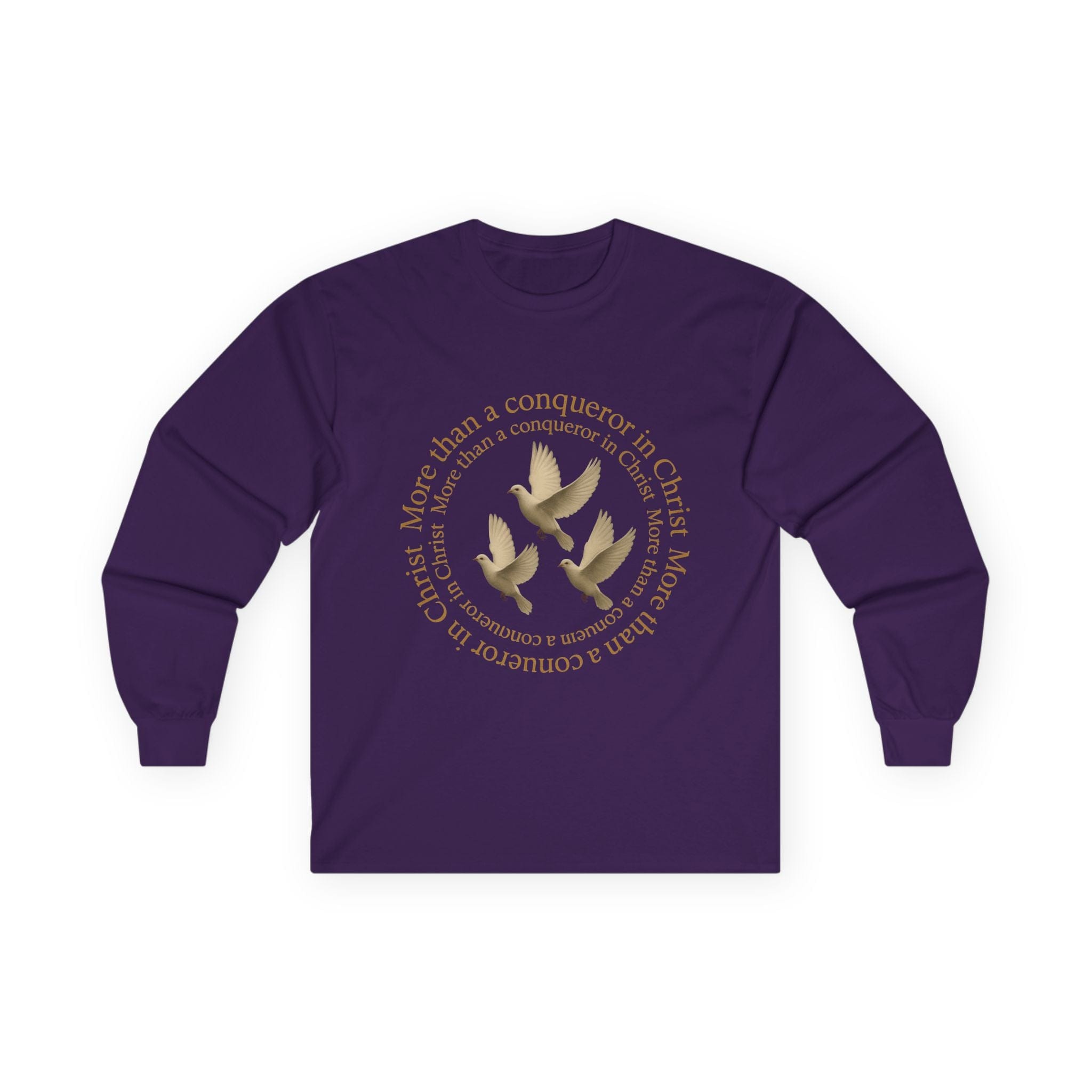 JKFstylez Long-sleeve Purple / S Unisex More Than A Conqueror in Christ Long Sleeve T (L2)