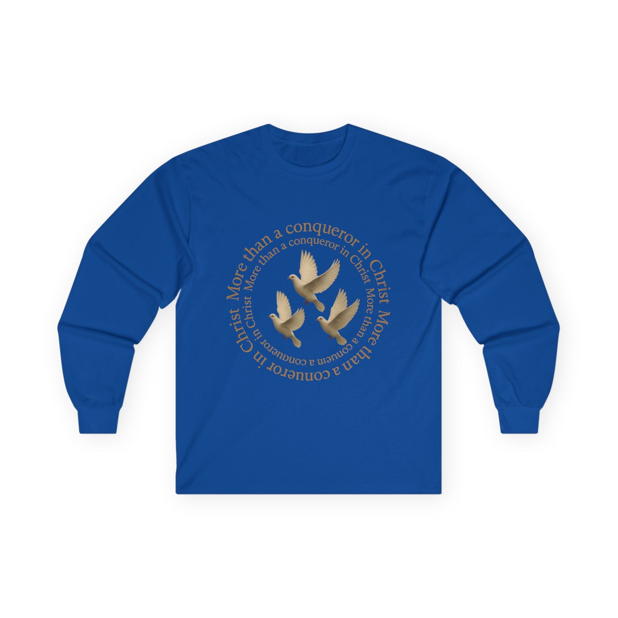 JKFstylez Long-sleeve Royal / S Unisex More Than A Conqueror in Christ Long Sleeve T (L2)