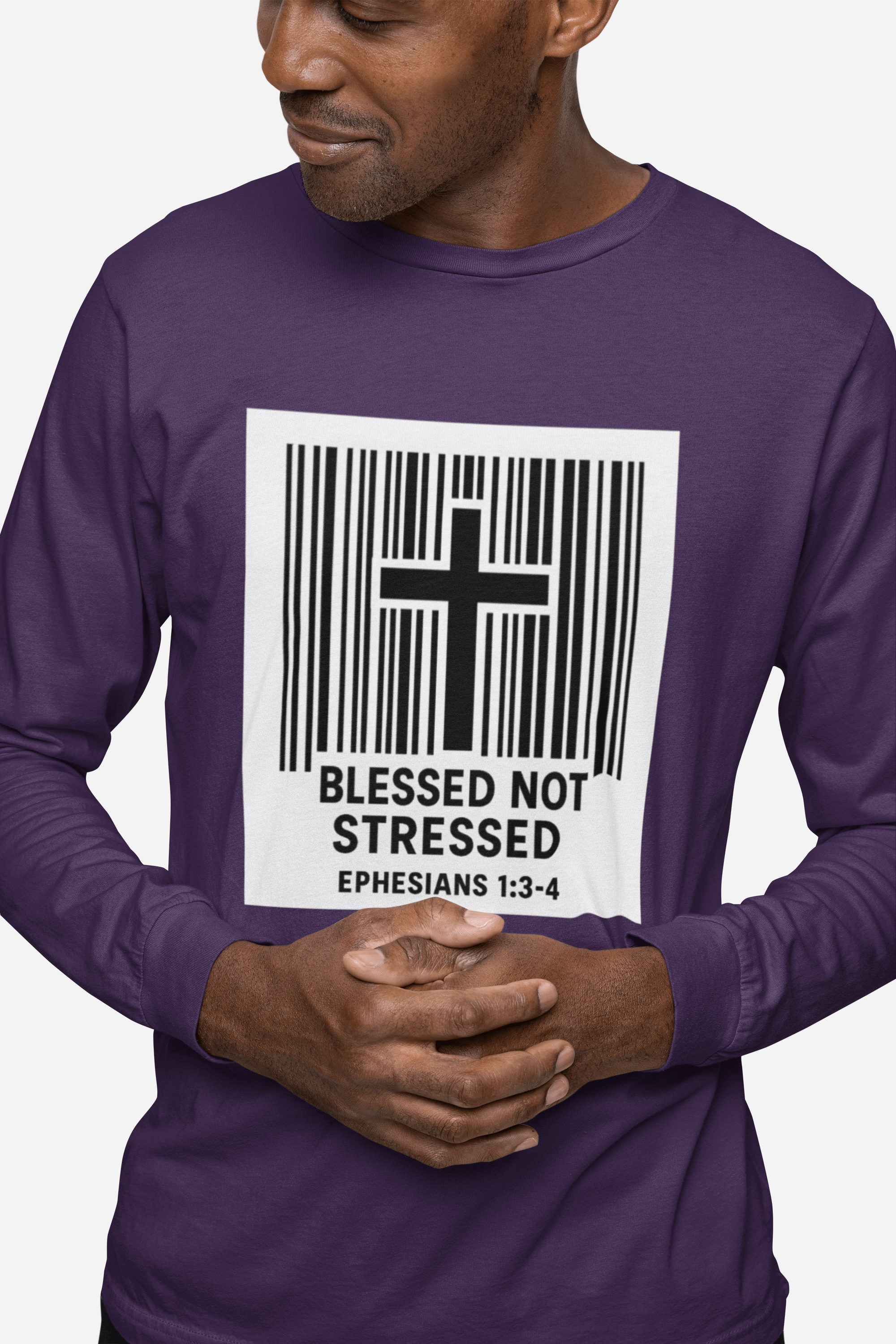JKFstylez Long-sleeve Unisex Blessed Not Stressed Long Sleeve Tee