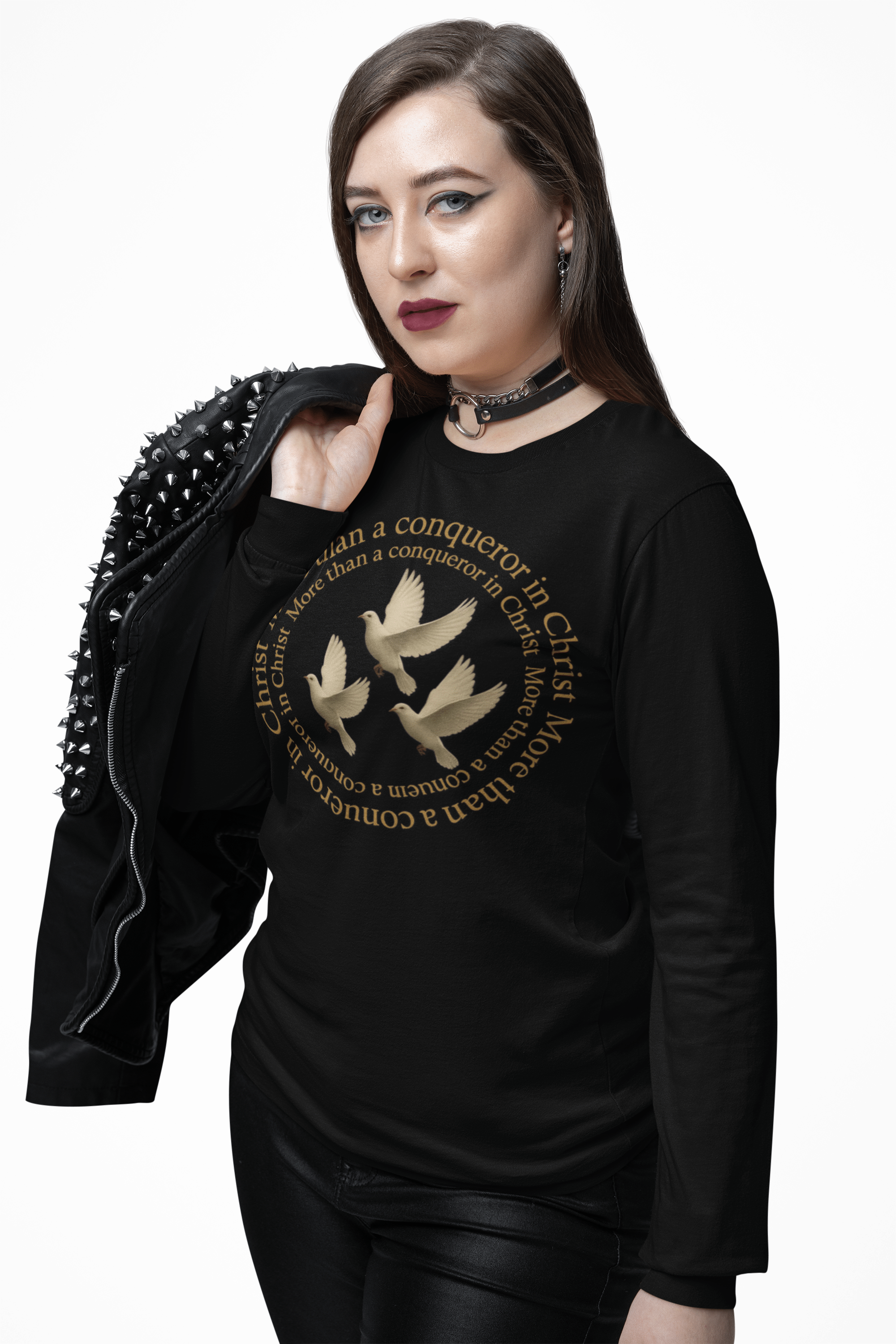 JKFstylez Long-sleeve Unisex More Than A Conqueror in Christ Long Sleeve T (L2)