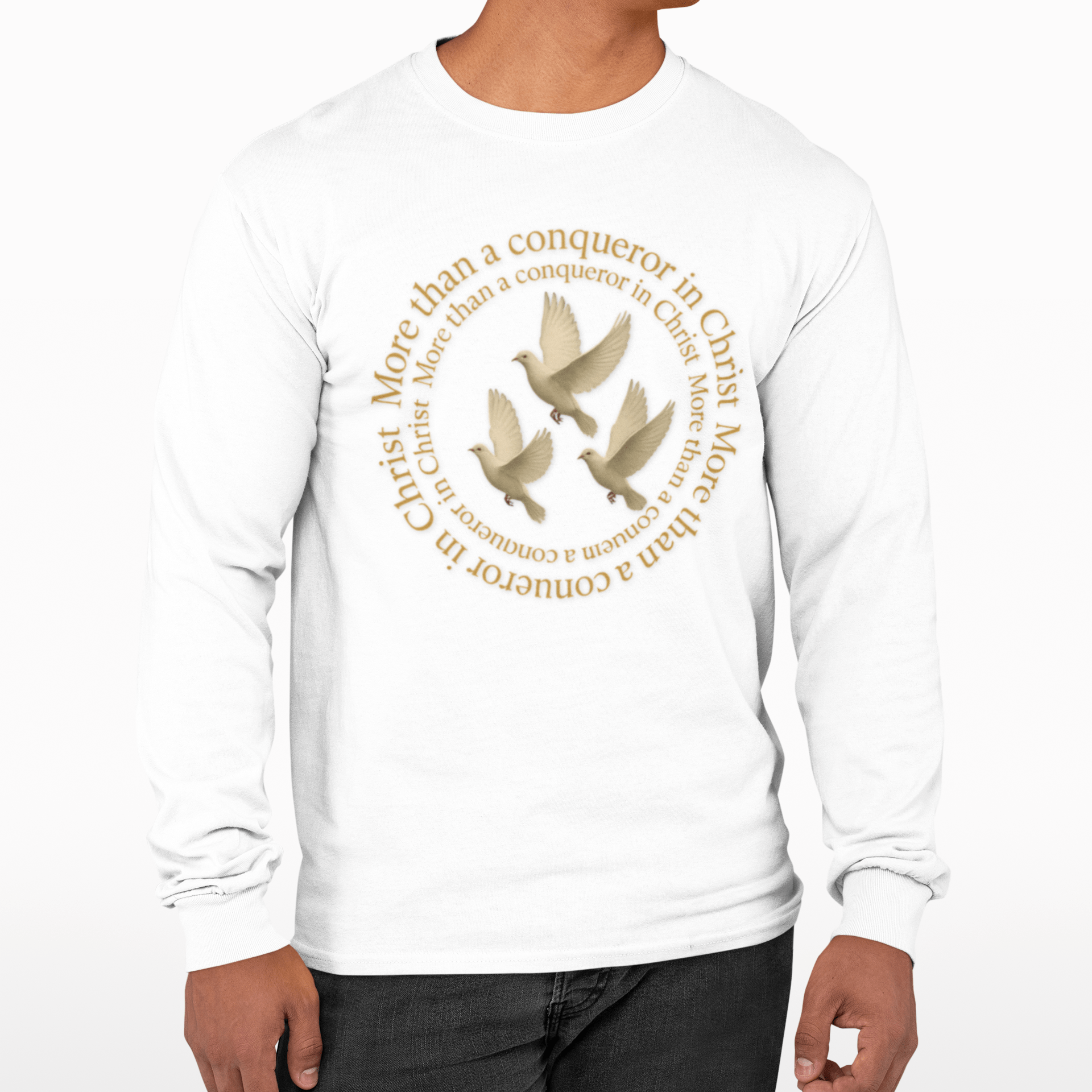 JKFstylez Long-sleeve Unisex More Than A Conqueror in Christ Long Sleeve T (L2)