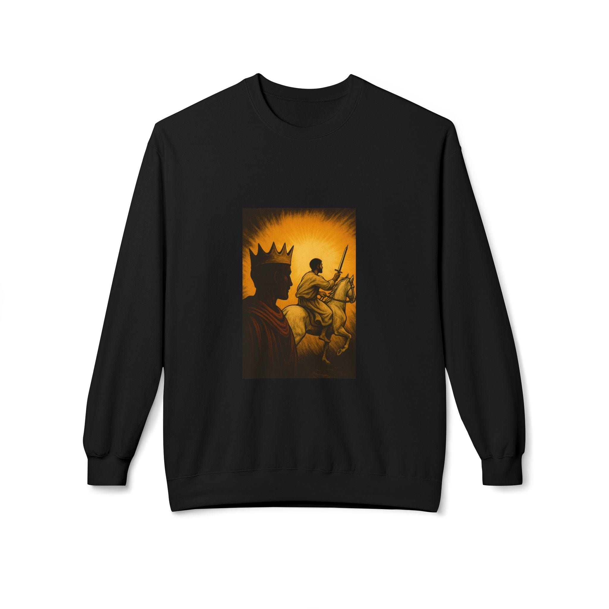 JKFstylez Sweatshirt Black / S Regal Warrior Fleece Crewneck Sweatshirt, Cozy Gift for Him/Her, Art-Inspired Apparel, Perfect for Casual Wear and Celebrations