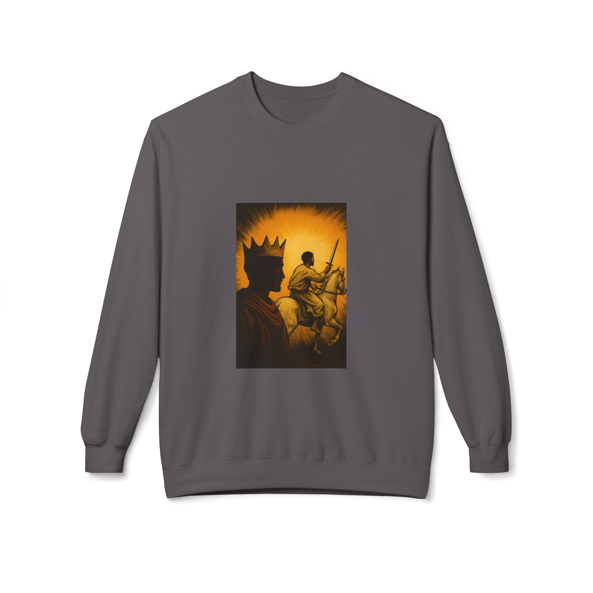 JKFstylez Sweatshirt Charcoal / S Regal Warrior Fleece Crewneck Sweatshirt, Cozy Gift for Him/Her, Art-Inspired Apparel, Perfect for Casual Wear and Celebrations