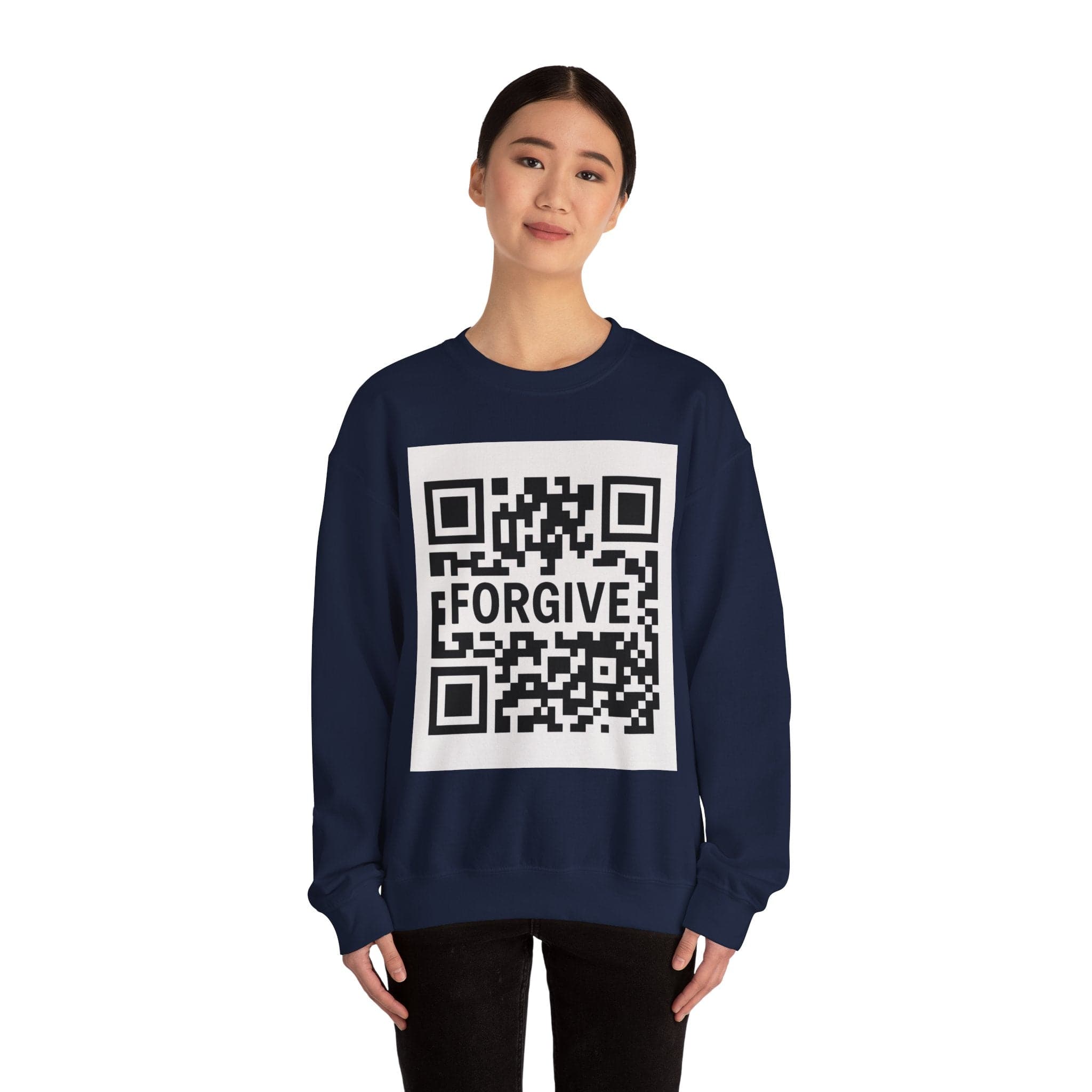 JKFstylez Sweatshirt Forgive QR Code Unisex Heavy Blend Crewneck Sweatshirt