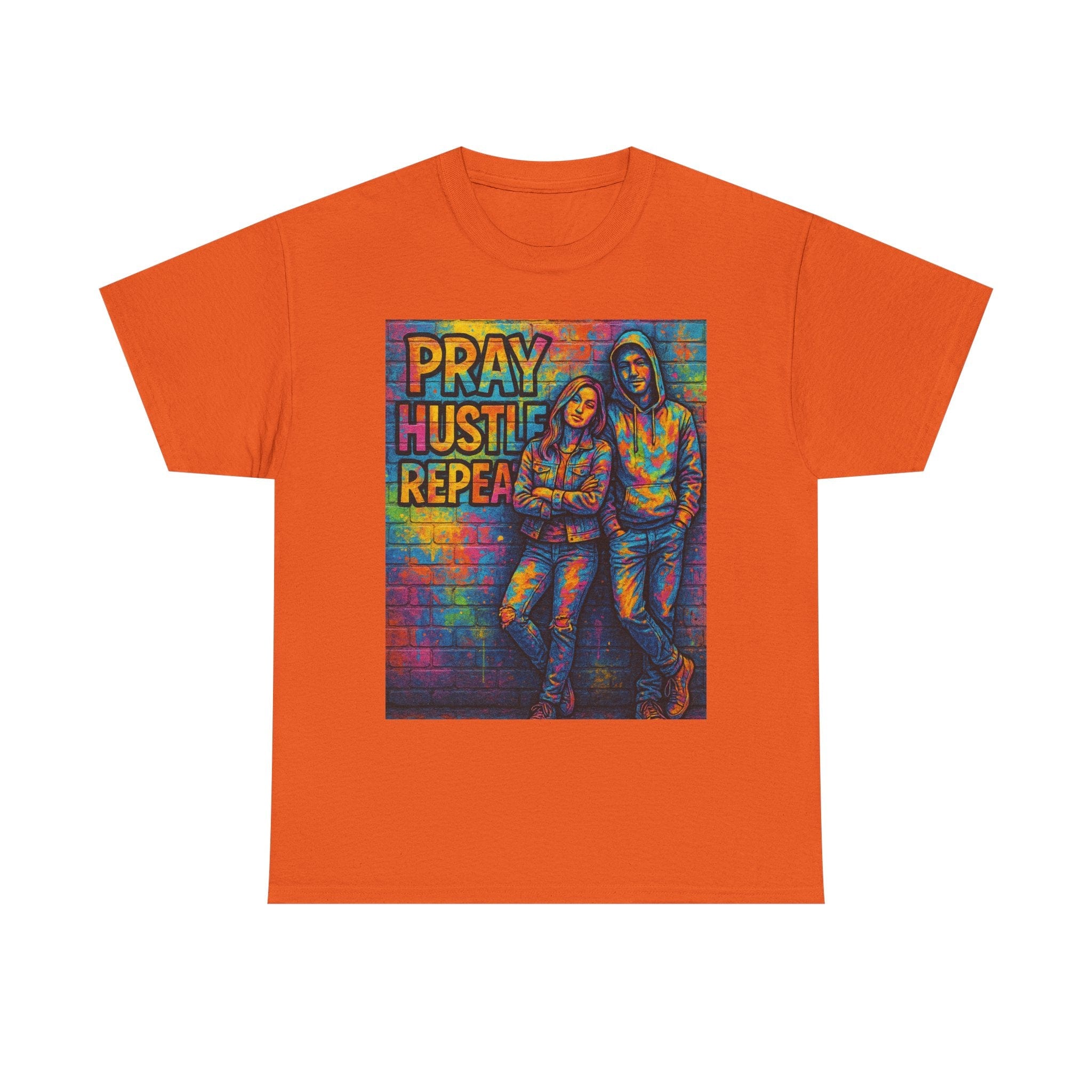 JKFstylez T-Shirt Orange / S Unisex Pray Hustle Repeat Graphic T-Shirt