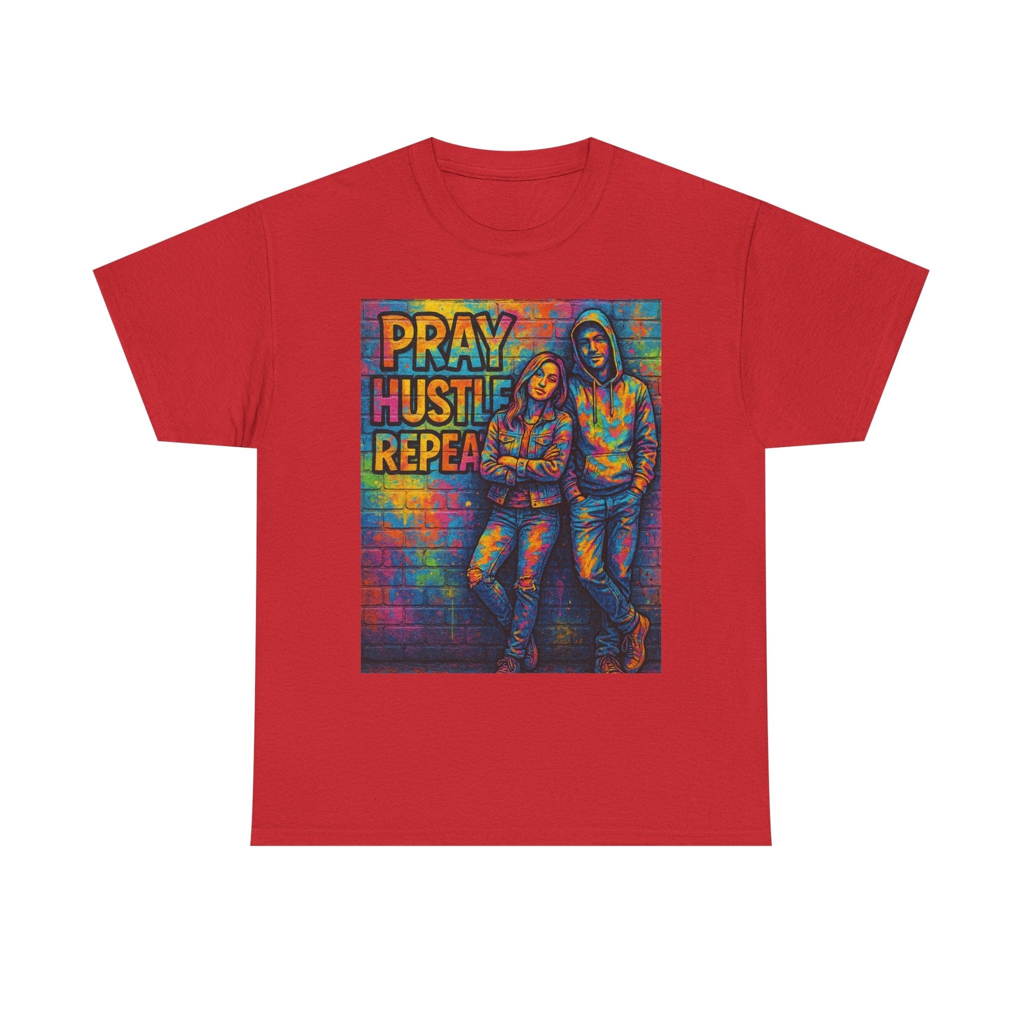 JKFstylez T-Shirt Red / S Unisex Pray Hustle Repeat Graphic T-Shirt