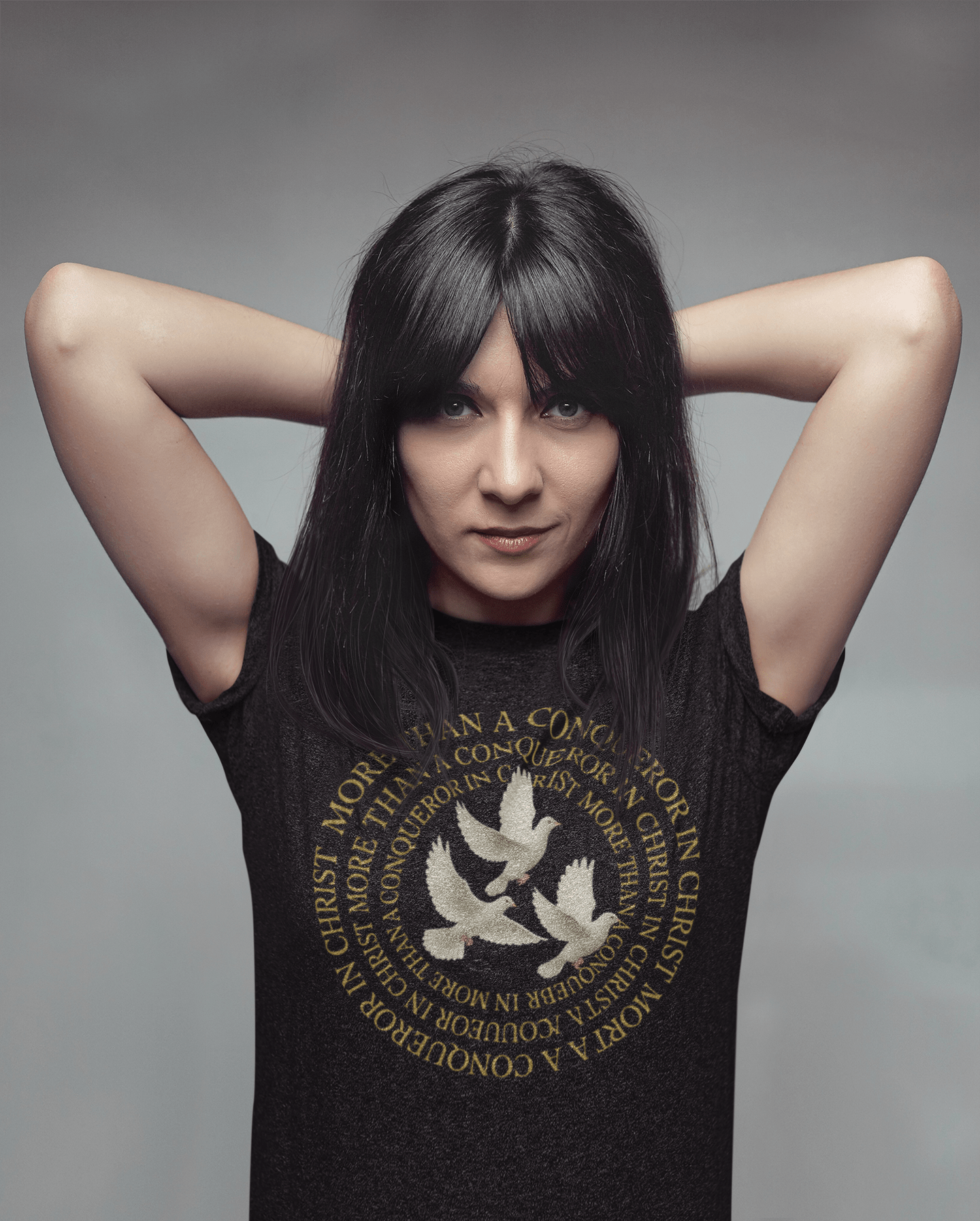 JKFstylez T-Shirt Unisex More Than A Conqueror in Christ Tee (L1)