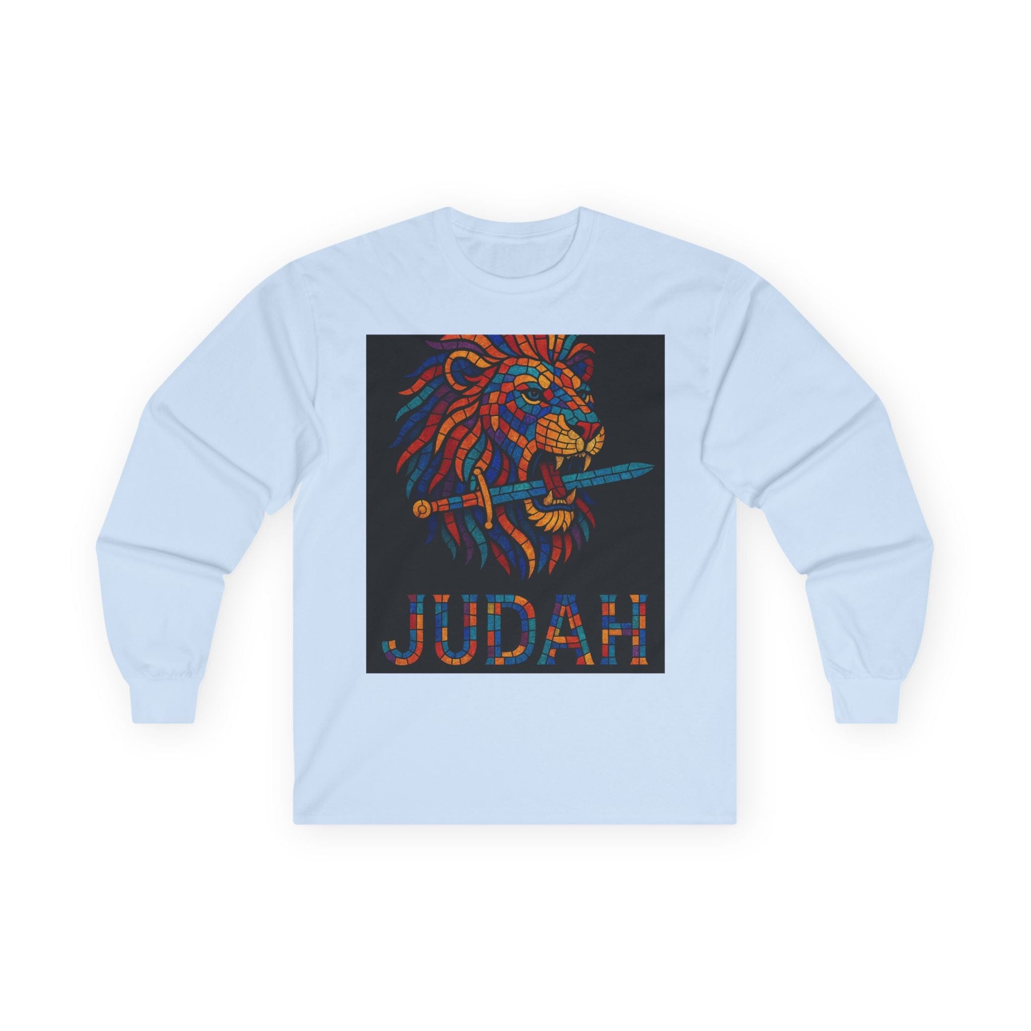 Printify Long-sleeve Light Blue / S Unisex Lion Emblem Long Sleeve Tee - Judah,