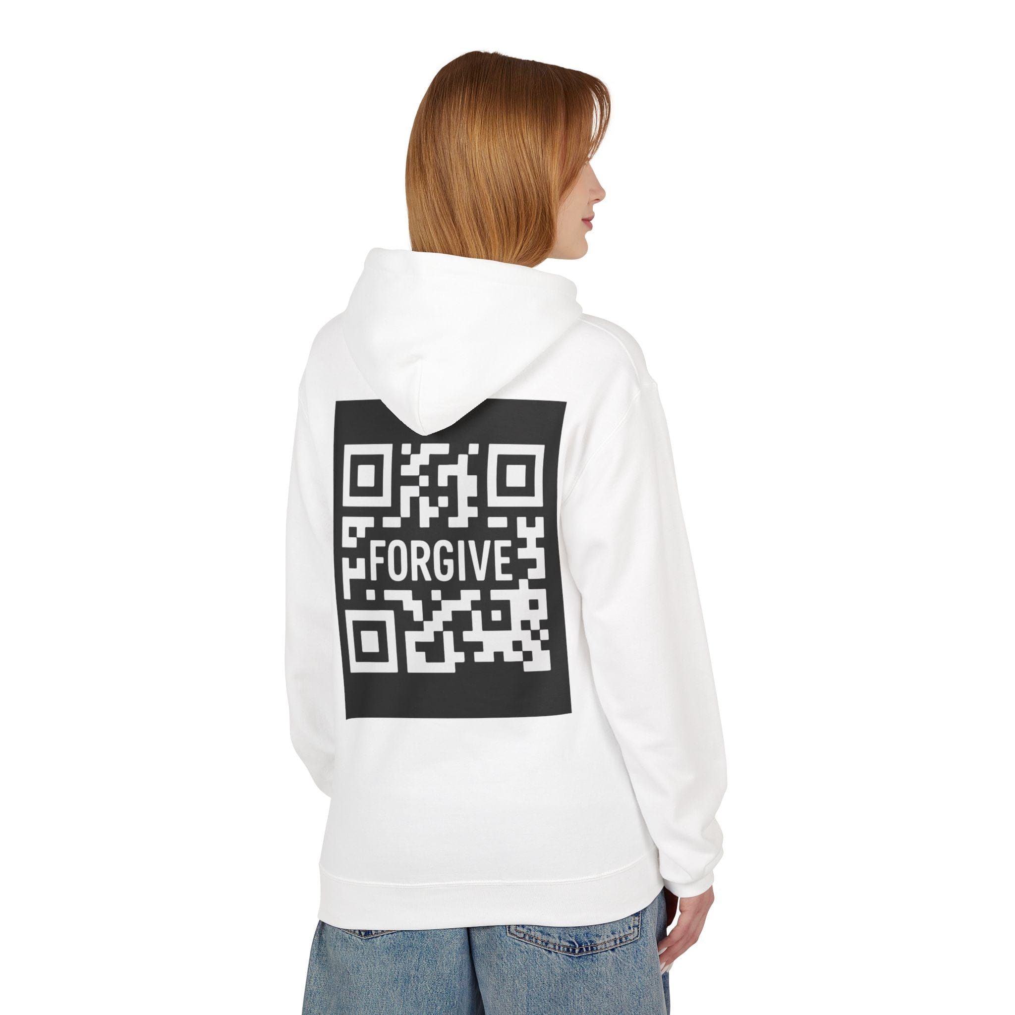 JKFstylez Hoodie Forgive QR Code Hoodie – Unisex Softstyle Fleece Sweatshirt BLK