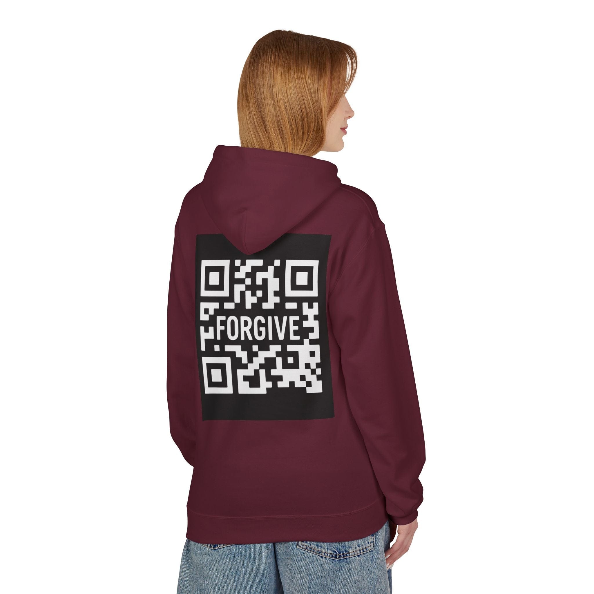 JKFstylez Hoodie Forgive QR Code Hoodie – Unisex Softstyle Fleece Sweatshirt BLK
