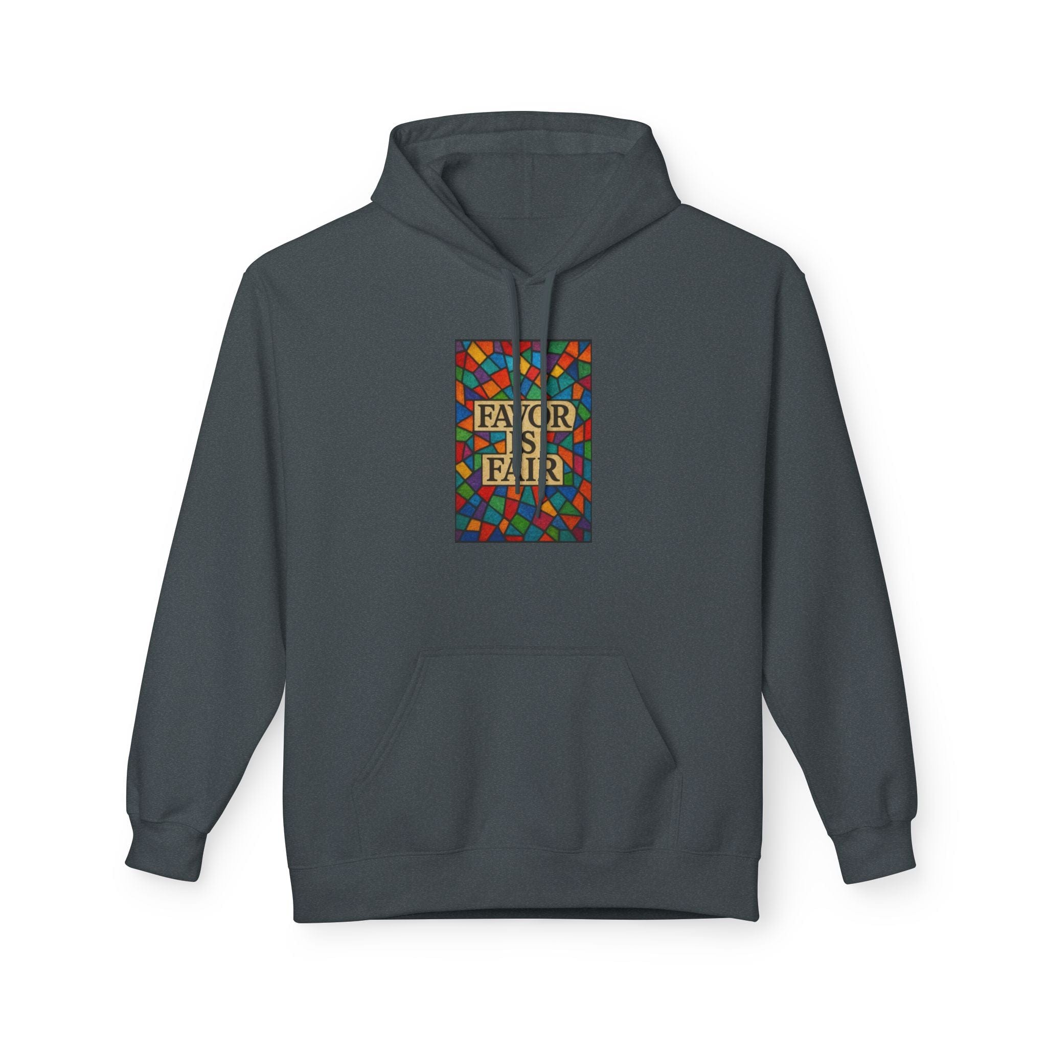 JKFstylez Hoodie S / Dark Heather United Stained Glass Favor Is Fair Hoodie, Unisex Fashion Sweatshirt