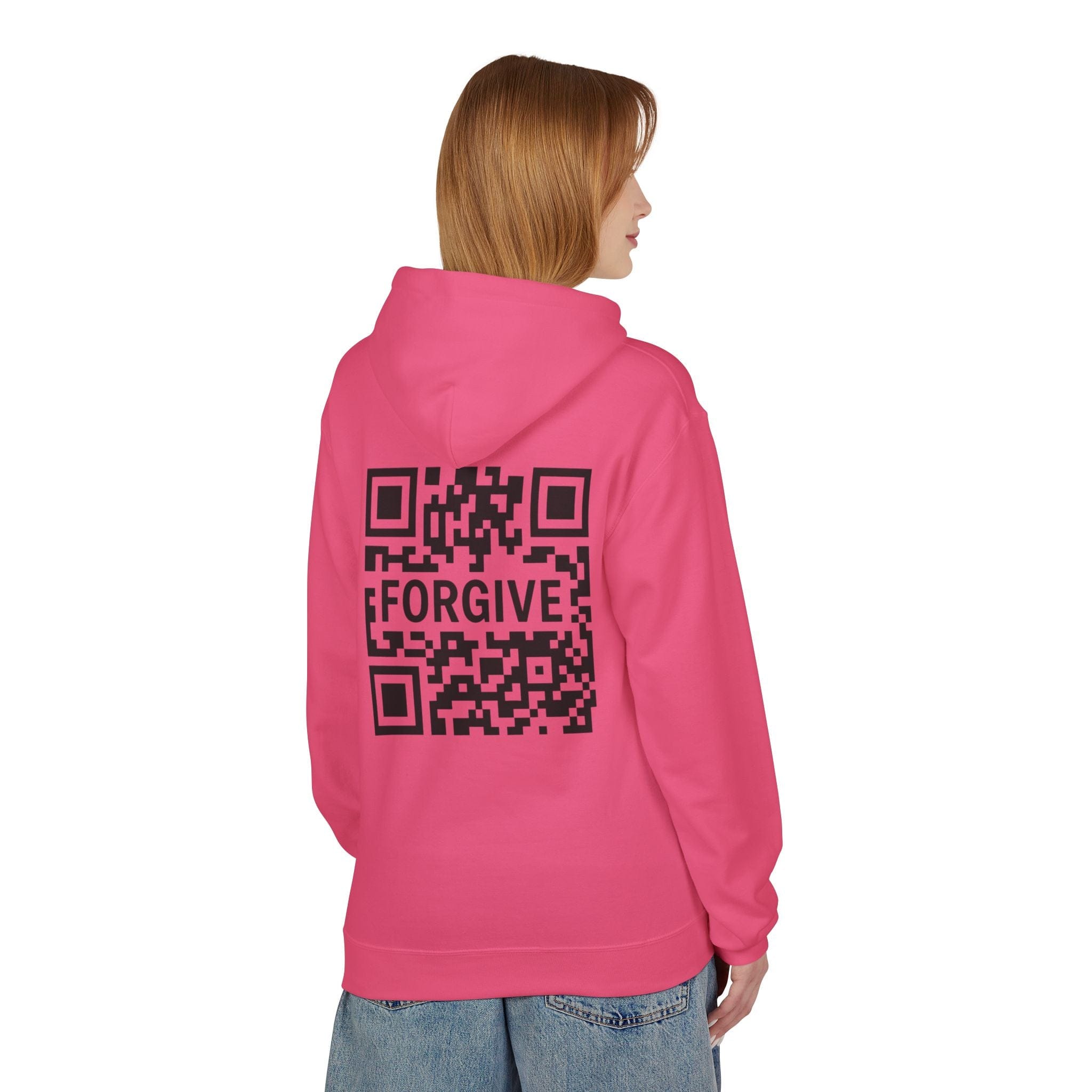 JKFstylez Hoodie S / Pink Lemonade Unisex Forgive QR Code Hoodie