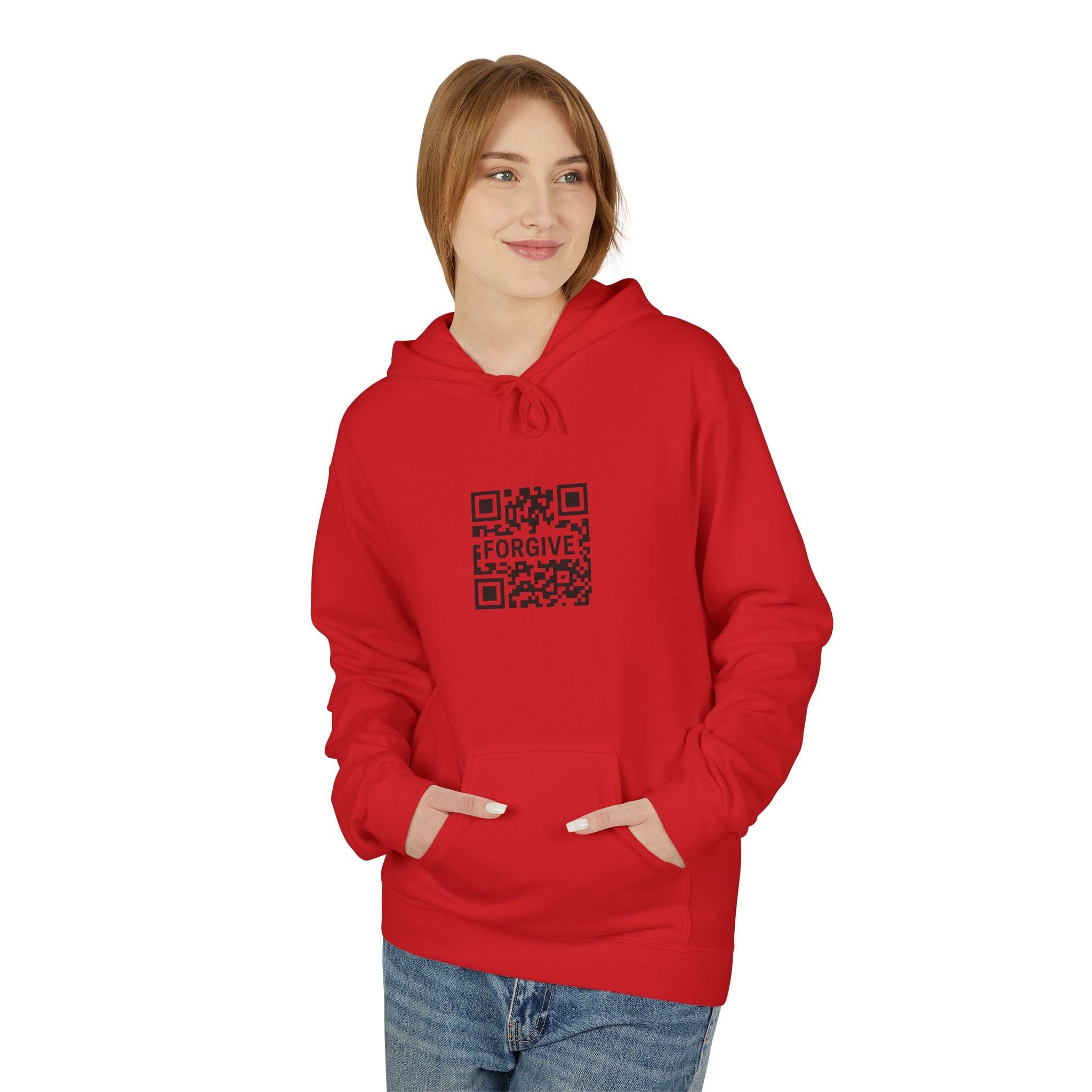 JKFstylez Hoodie S / Red Unisex Forgive QR Code Hoodie