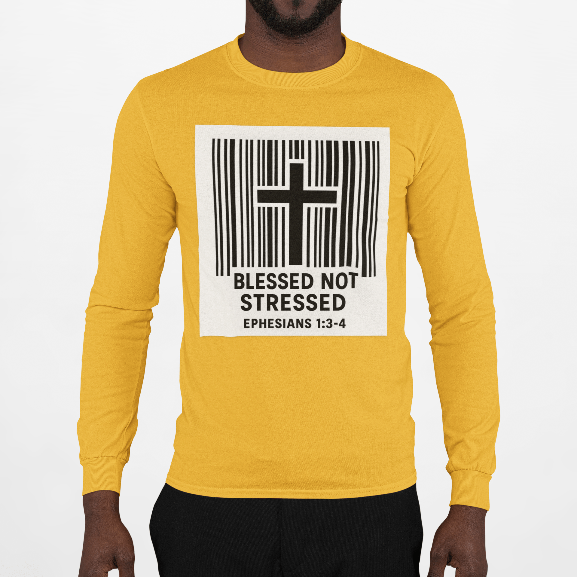 JKFstylez Long-sleeve Unisex Blessed Not Stressed Long Sleeve Tee