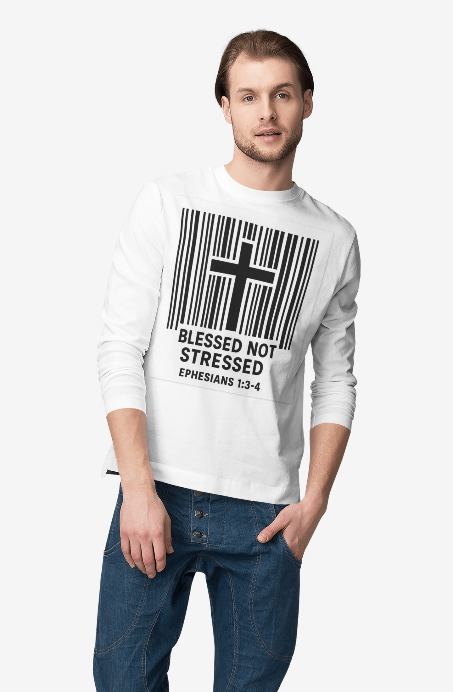 JKFstylez Long-sleeve Unisex Blessed Not Stressed Long Sleeve Tee