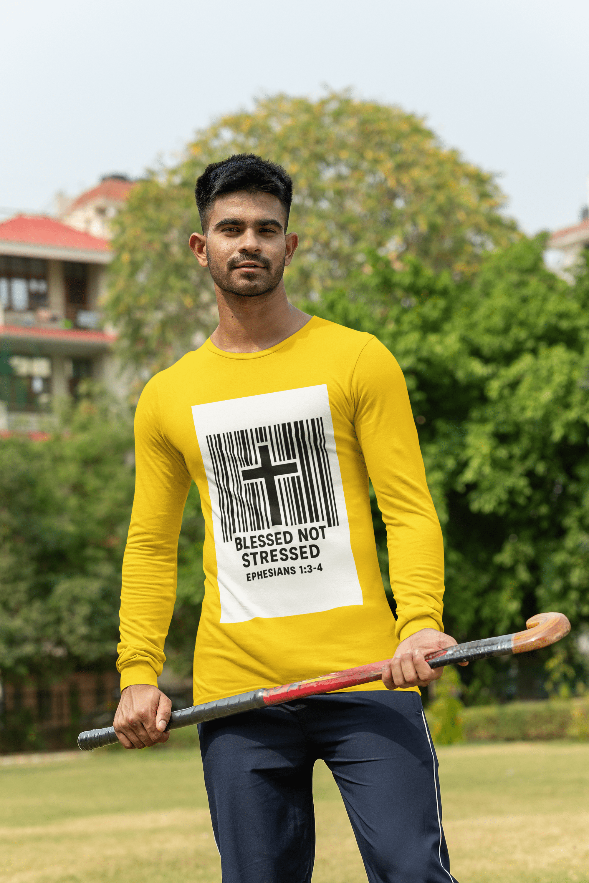 JKFstylez Long-sleeve Unisex Blessed Not Stressed Long Sleeve Tee