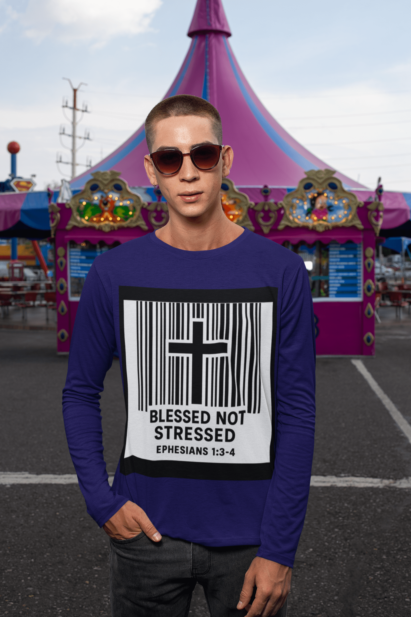 JKFstylez Long-sleeve Unisex Blessed Not Stressed Ultra Cotton Long Sleeve Tee