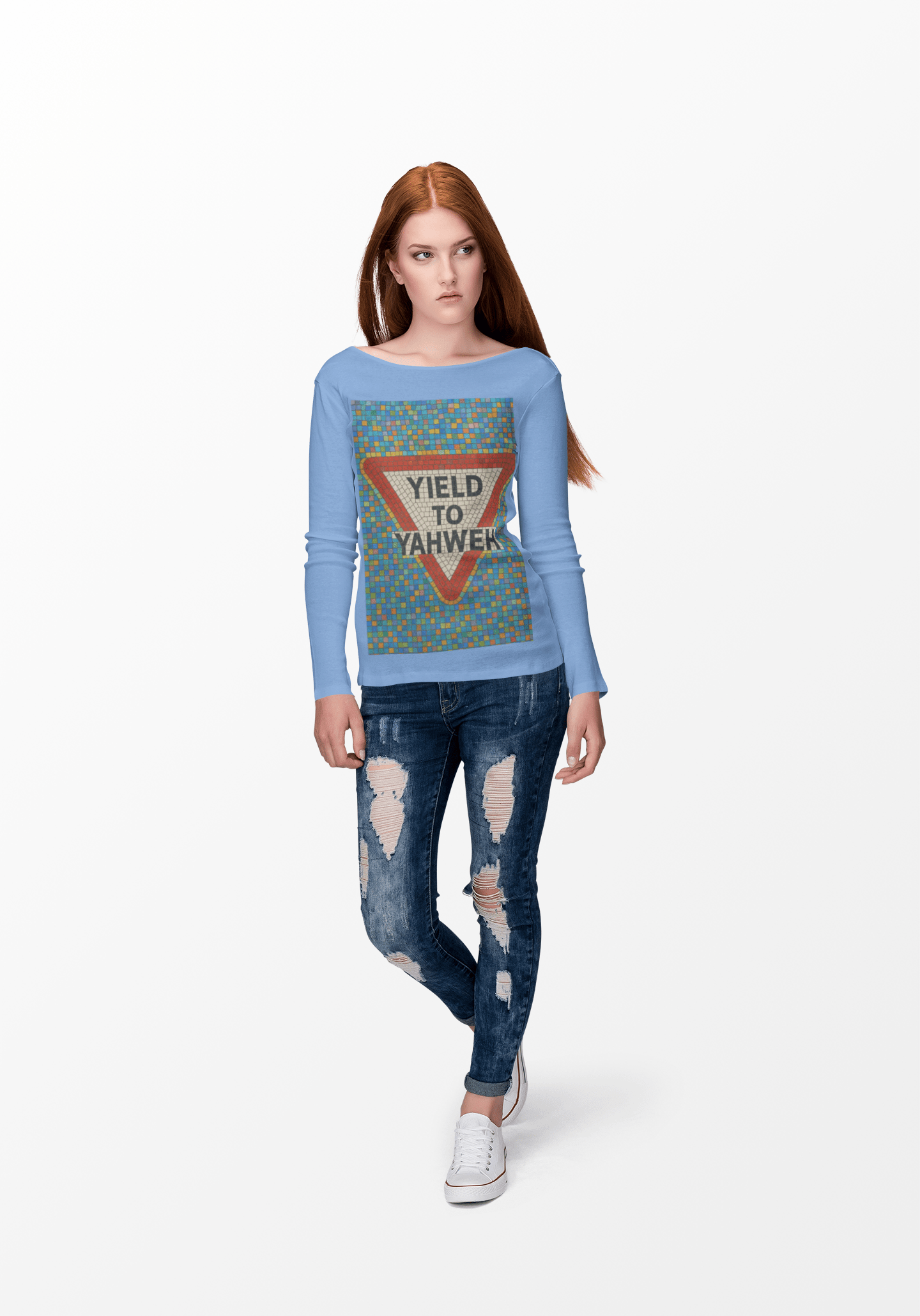 JKFstylez Long-sleeve Unisex Long Sleeve Tee, Yield to Yahweh T-Shirt, Faith-Based Apparel