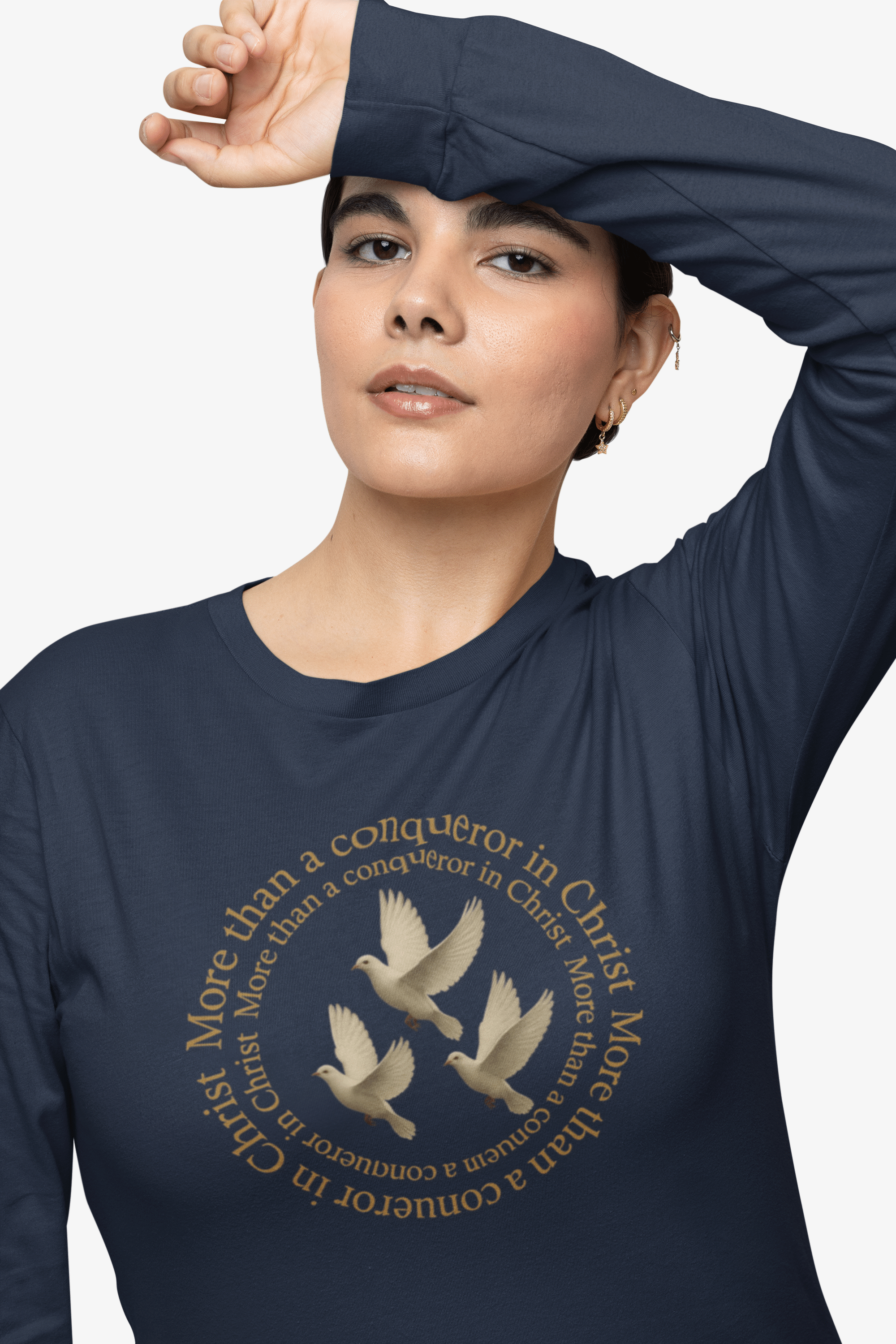 JKFstylez Long-sleeve Unisex More Than A Conqueror in Christ Long Sleeve T (L2)