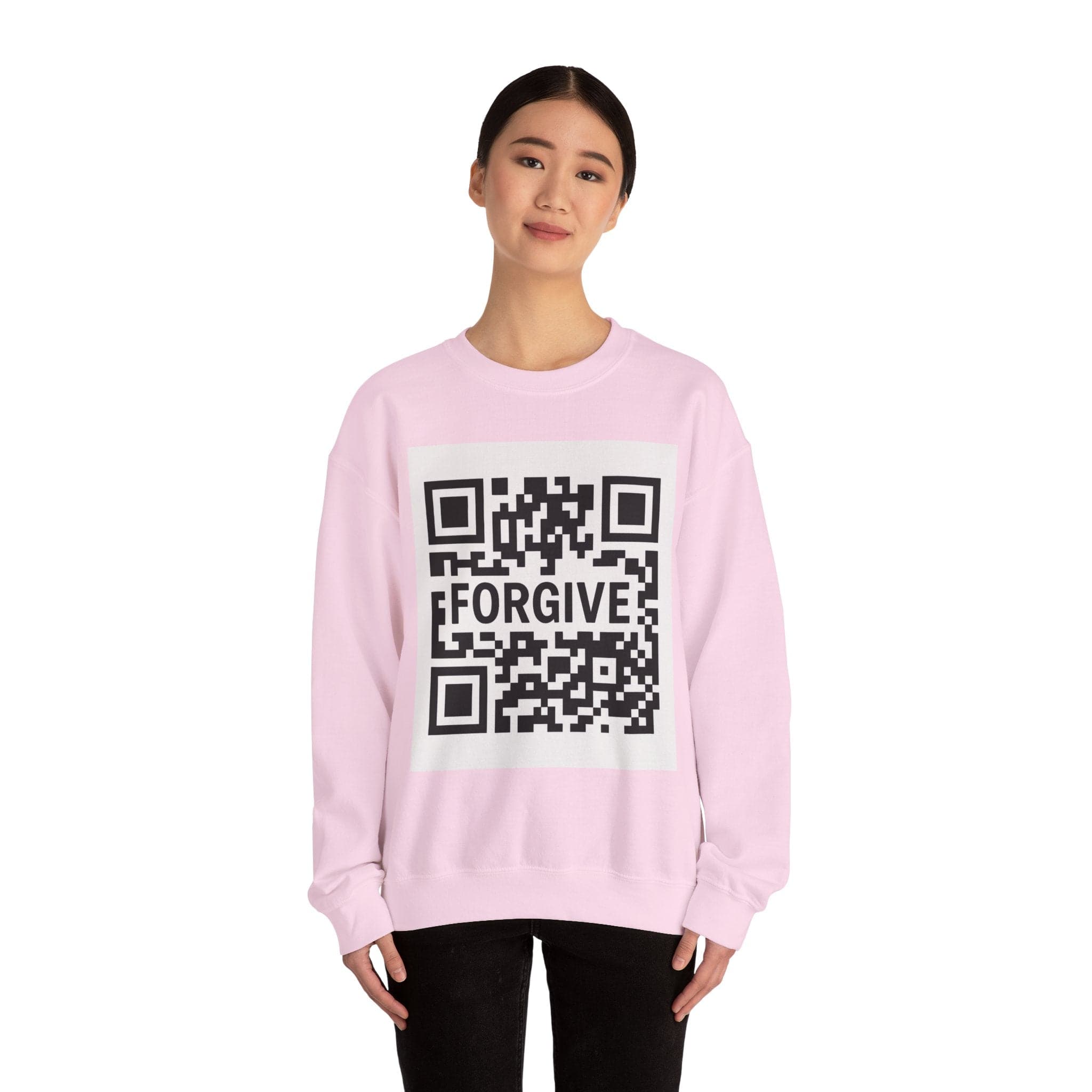 JKFstylez Sweatshirt Forgive QR Code Unisex Heavy Blend Crewneck Sweatshirt