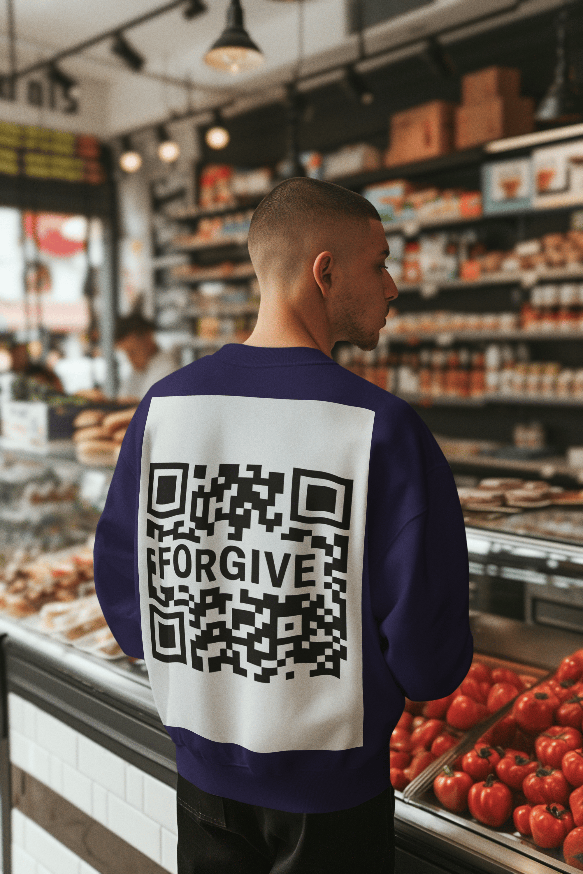 JKFstylez Sweatshirt Forgive QR Code Unisex Heavy Blend Crewneck Sweatshirt