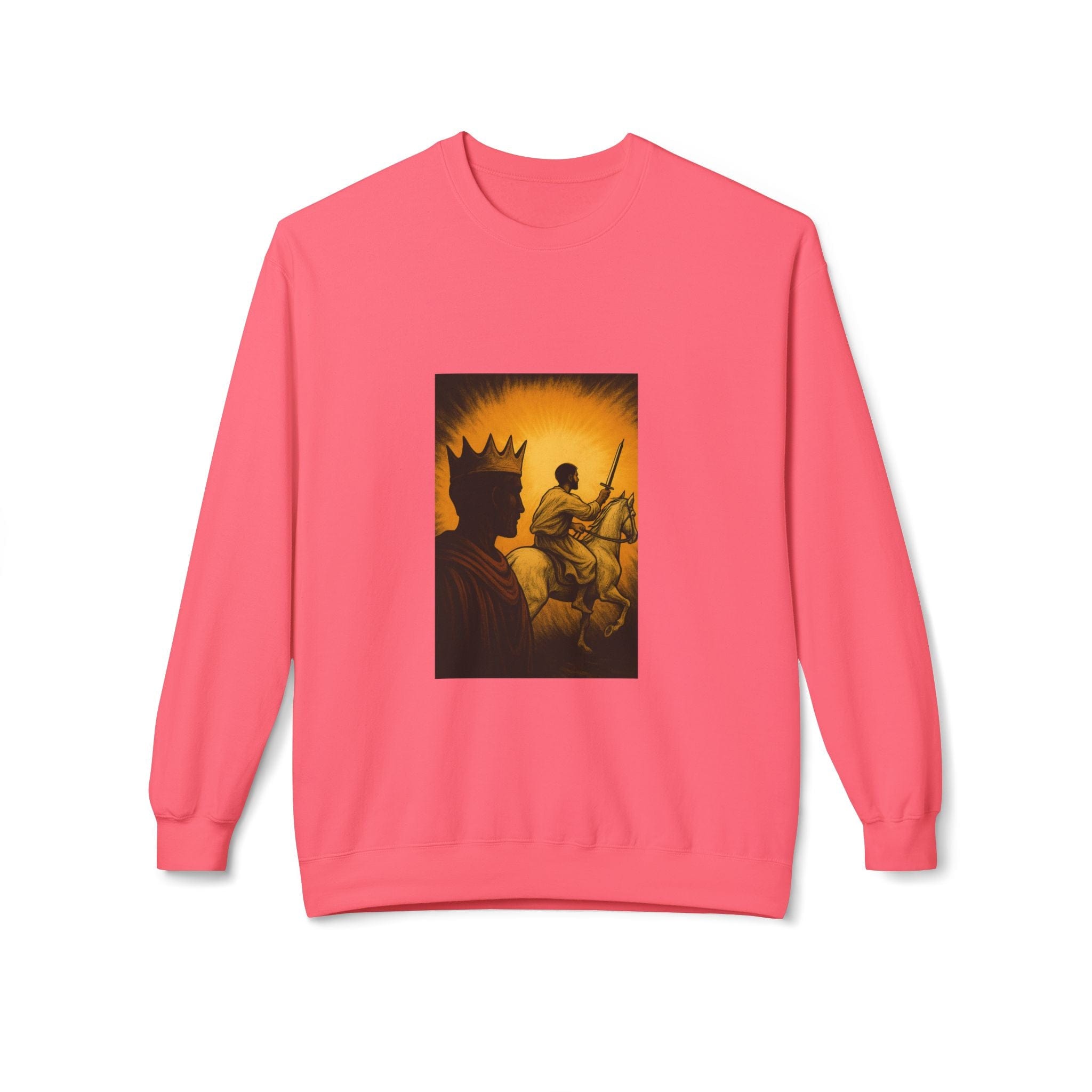 JKFstylez Sweatshirt Pink Lemonade / S Regal Warrior Fleece Crewneck Sweatshirt, Cozy Gift for Him/Her, Art-Inspired Apparel, Perfect for Casual Wear and Celebrations