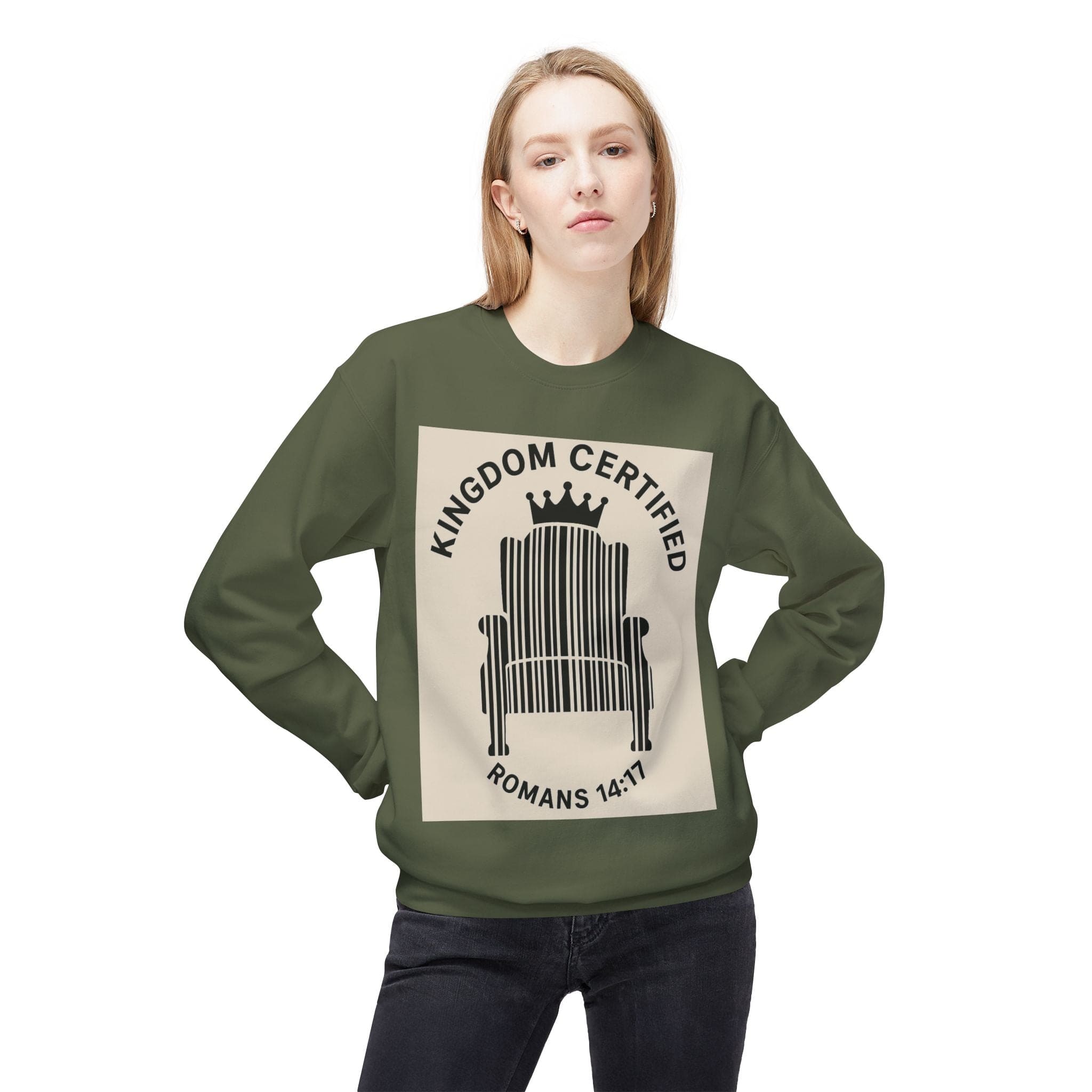 JKFstylez Sweatshirt Unisex Kingdom Certified Crewneck Sweatshirt, Cozy Christian Sweatshirt, Inspirational Fleece, Faith-Based Apparel, Gift for Believers