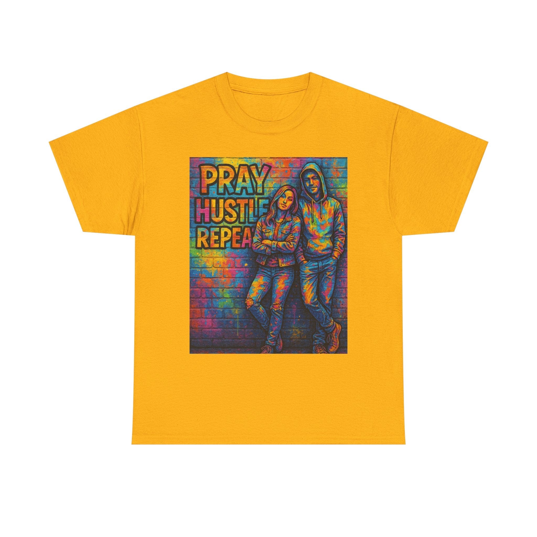JKFstylez T-Shirt Gold / S Unisex Pray Hustle Repeat Graphic T-Shirt