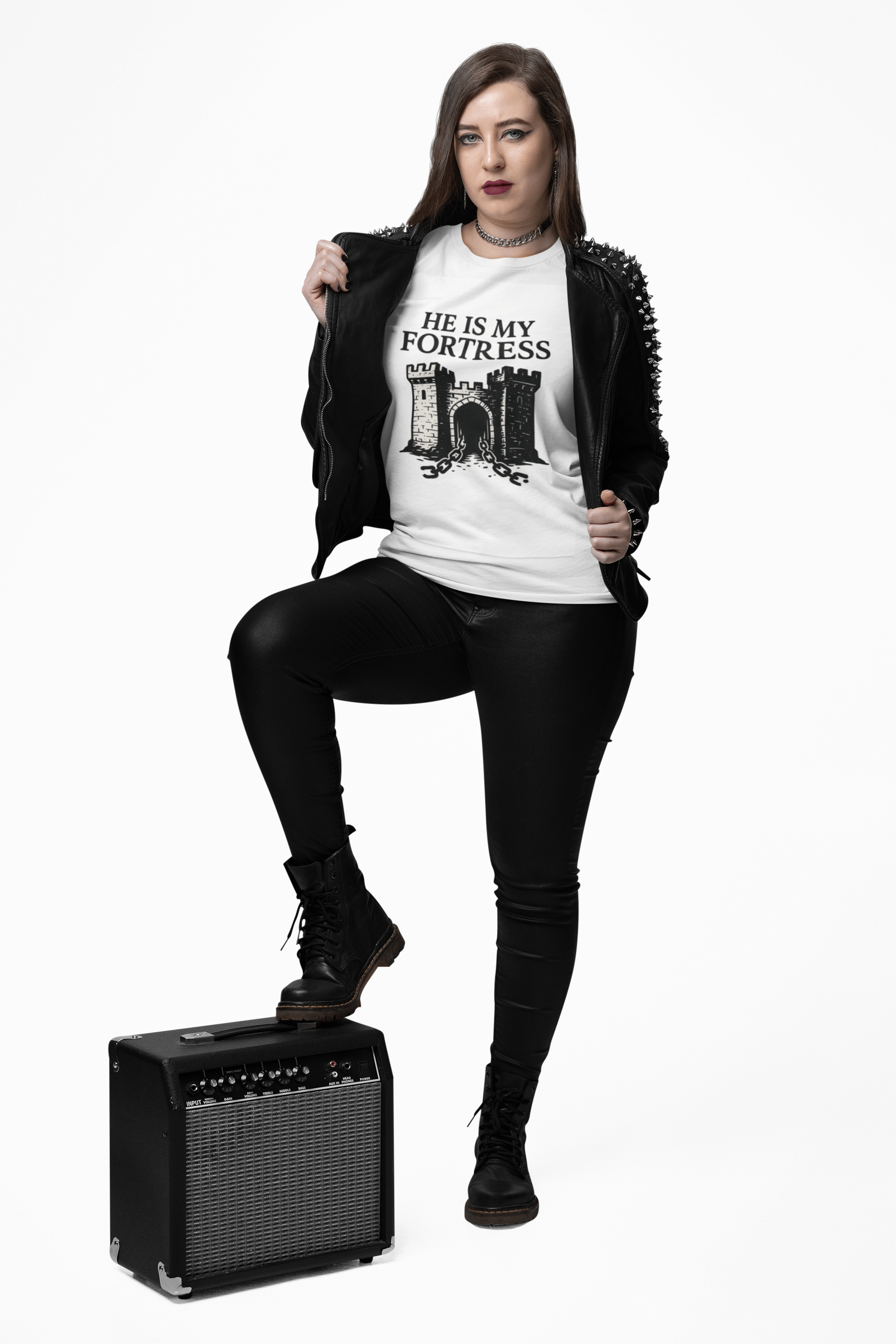 JKFstylez T-Shirt Unisex He Is My Fortress Crew-Shirt