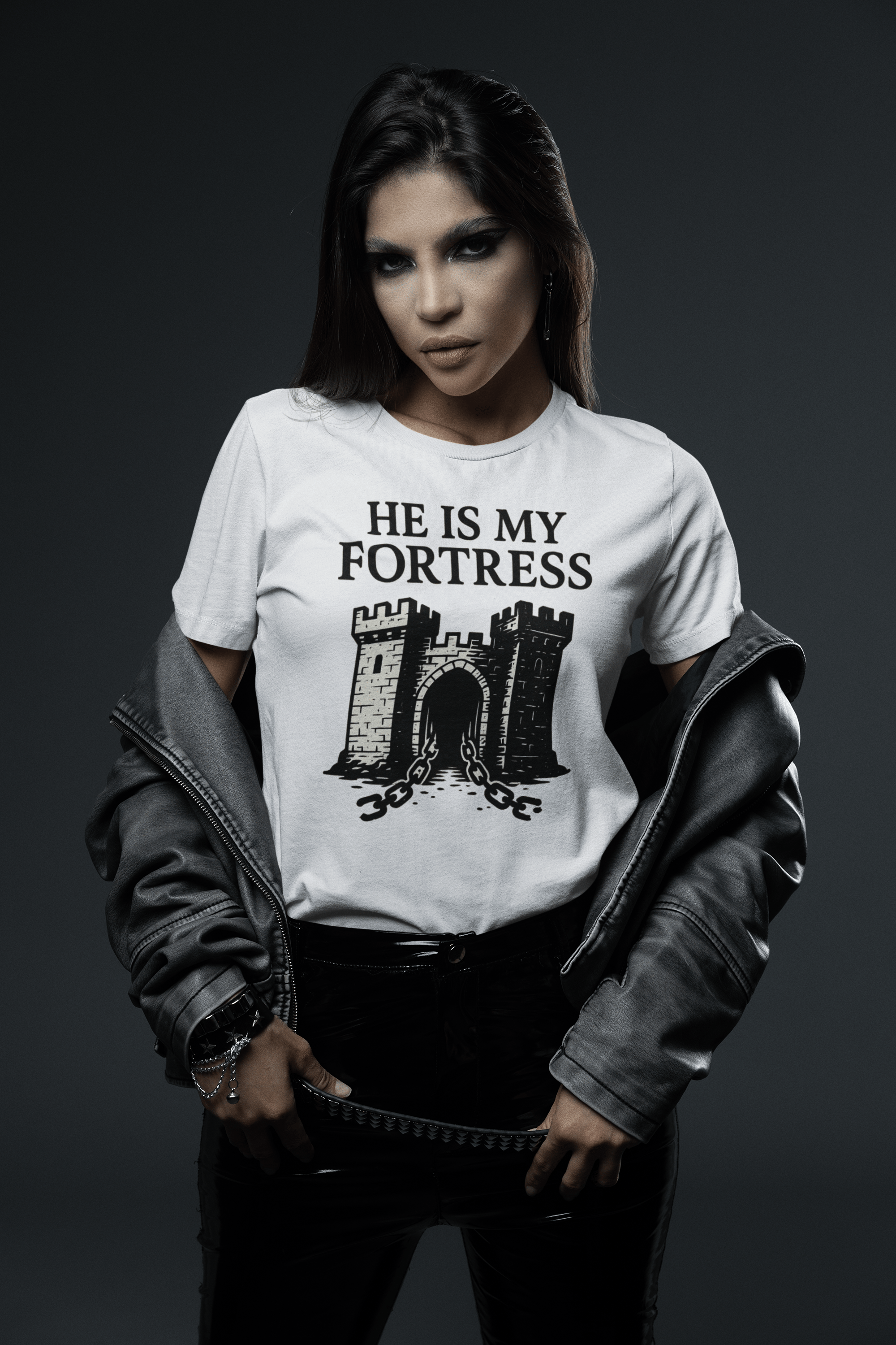 JKFstylez T-Shirt Unisex He Is My Fortress Crew-Shirt