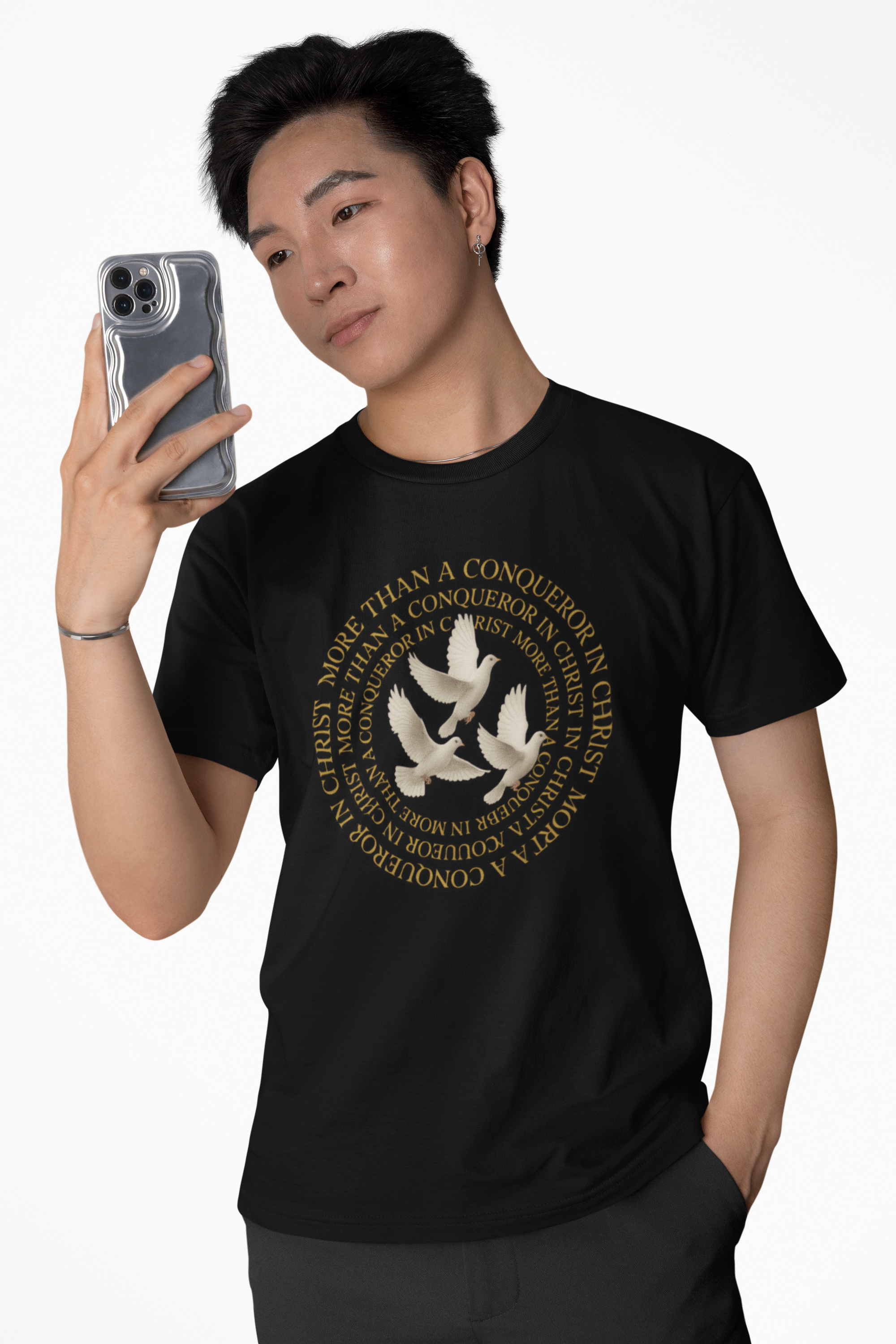 JKFstylez T-Shirt Unisex  More Than A Conqueror In ChristTee (L3)