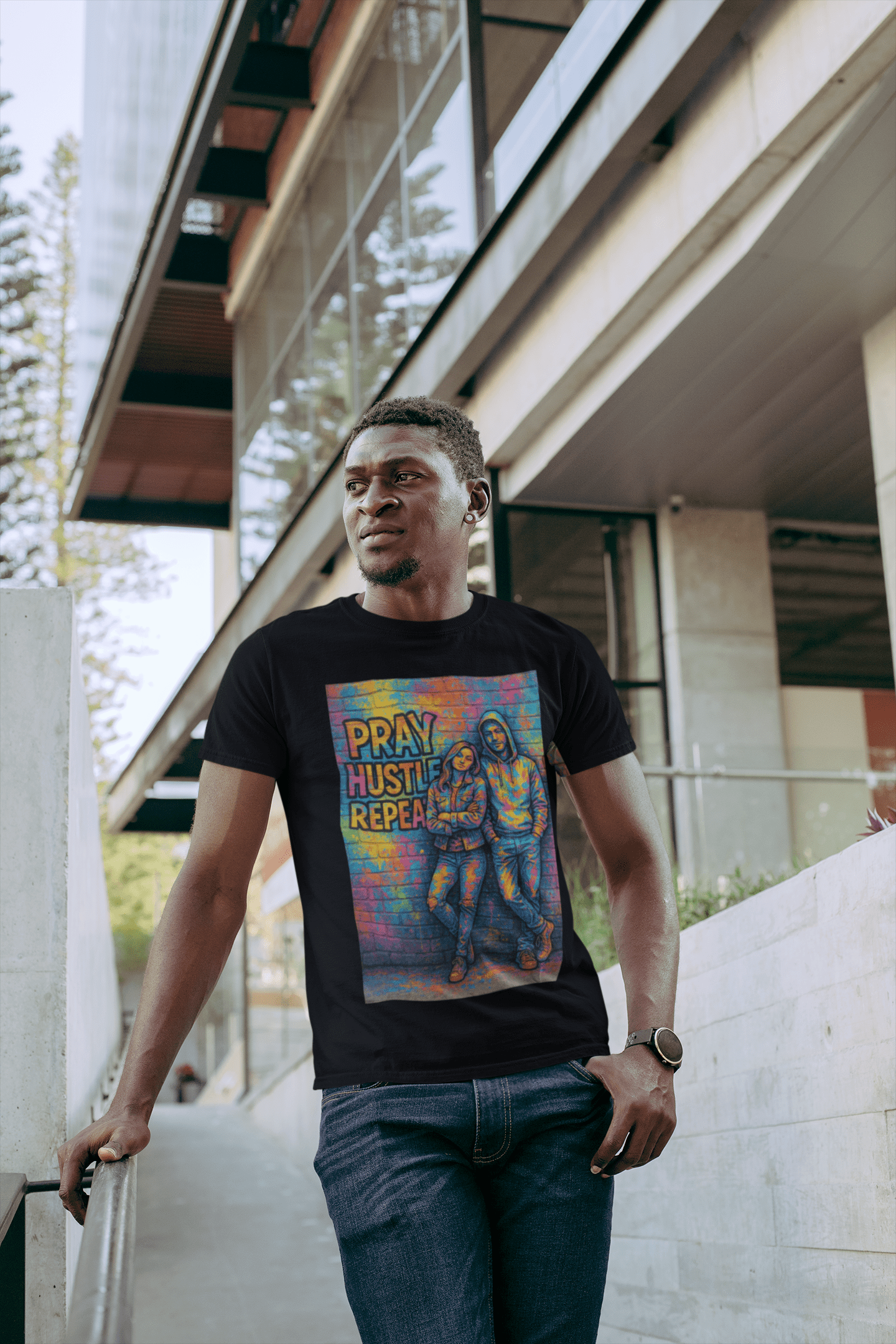 JKFstylez T-Shirt Unisex Pray Hustle Repeat Graphic T-Shirt