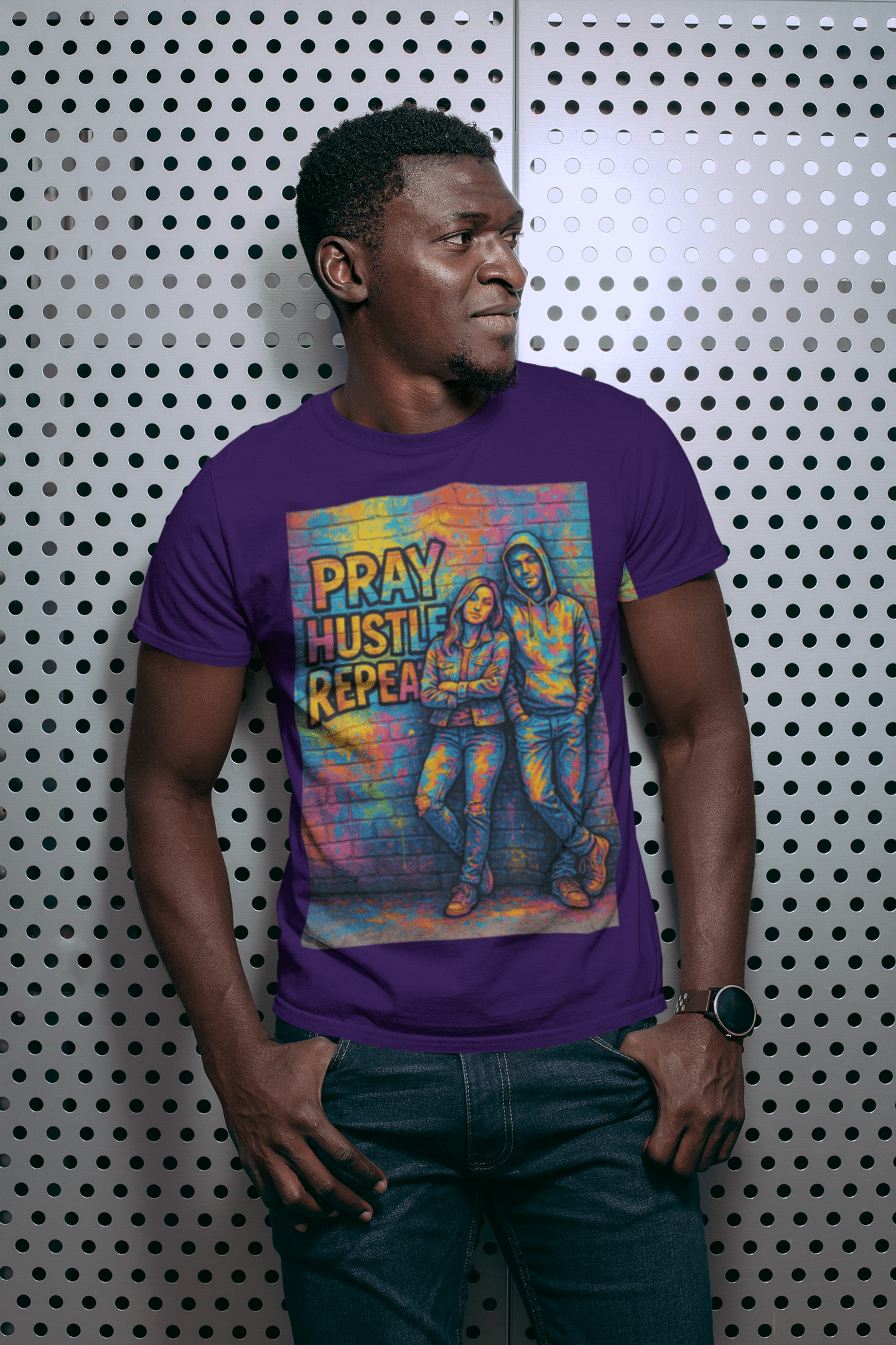 JKFstylez T-Shirt Unisex Pray Hustle Repeat Graphic T-Shirt