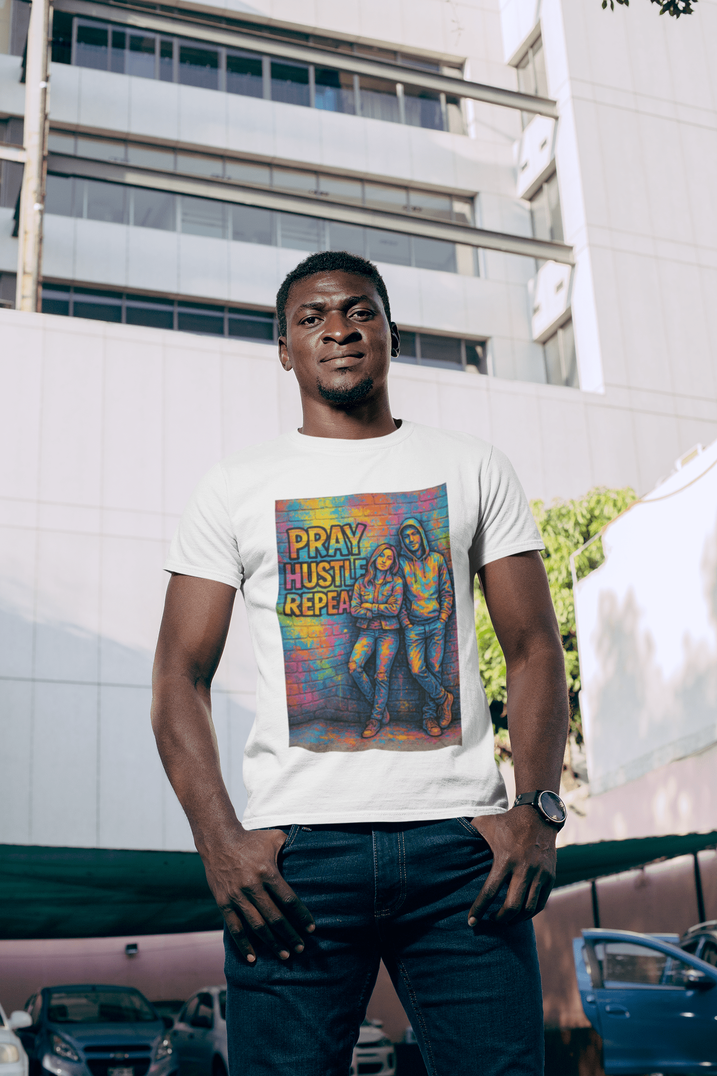 JKFstylez T-Shirt Unisex Pray Hustle Repeat Graphic T-Shirt