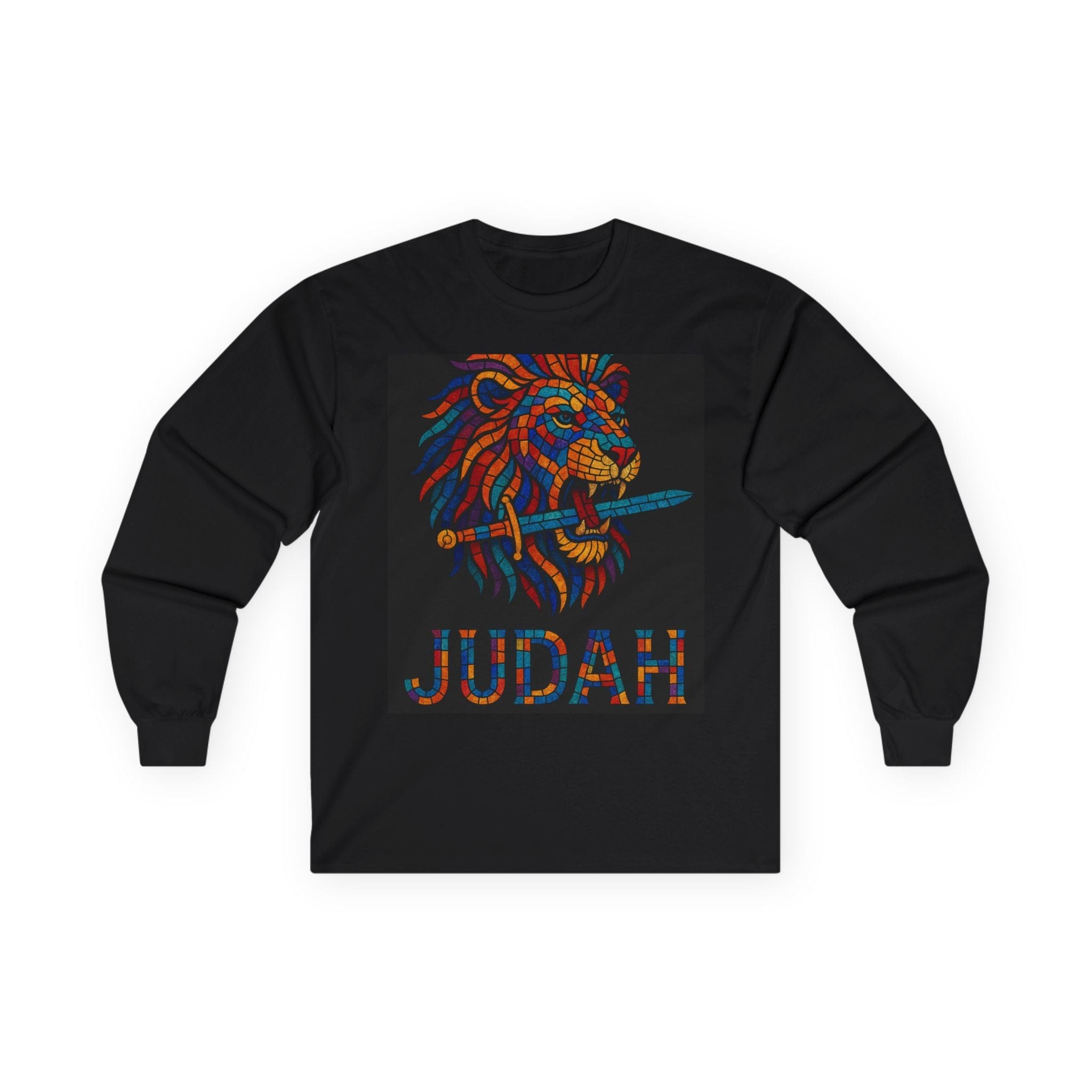Printify Long-sleeve Black / S Unisex Lion Emblem Long Sleeve Tee - Judah,