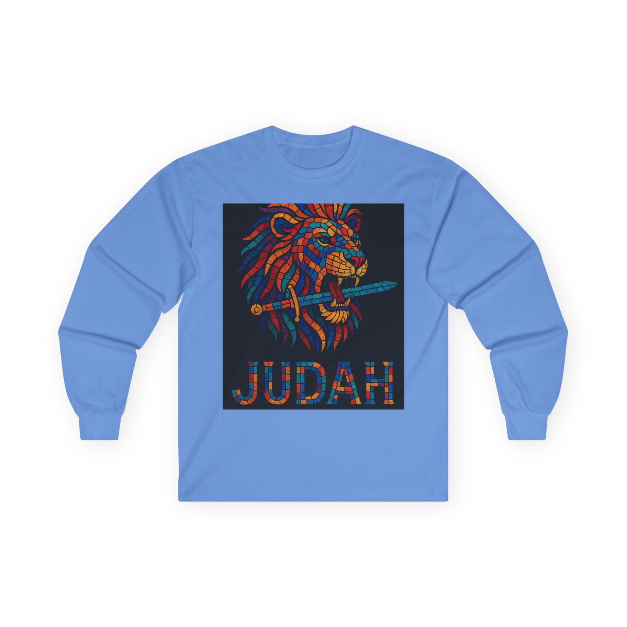 Printify Long-sleeve Carolina Blue / S Unisex Lion Emblem Long Sleeve Tee - Judah,