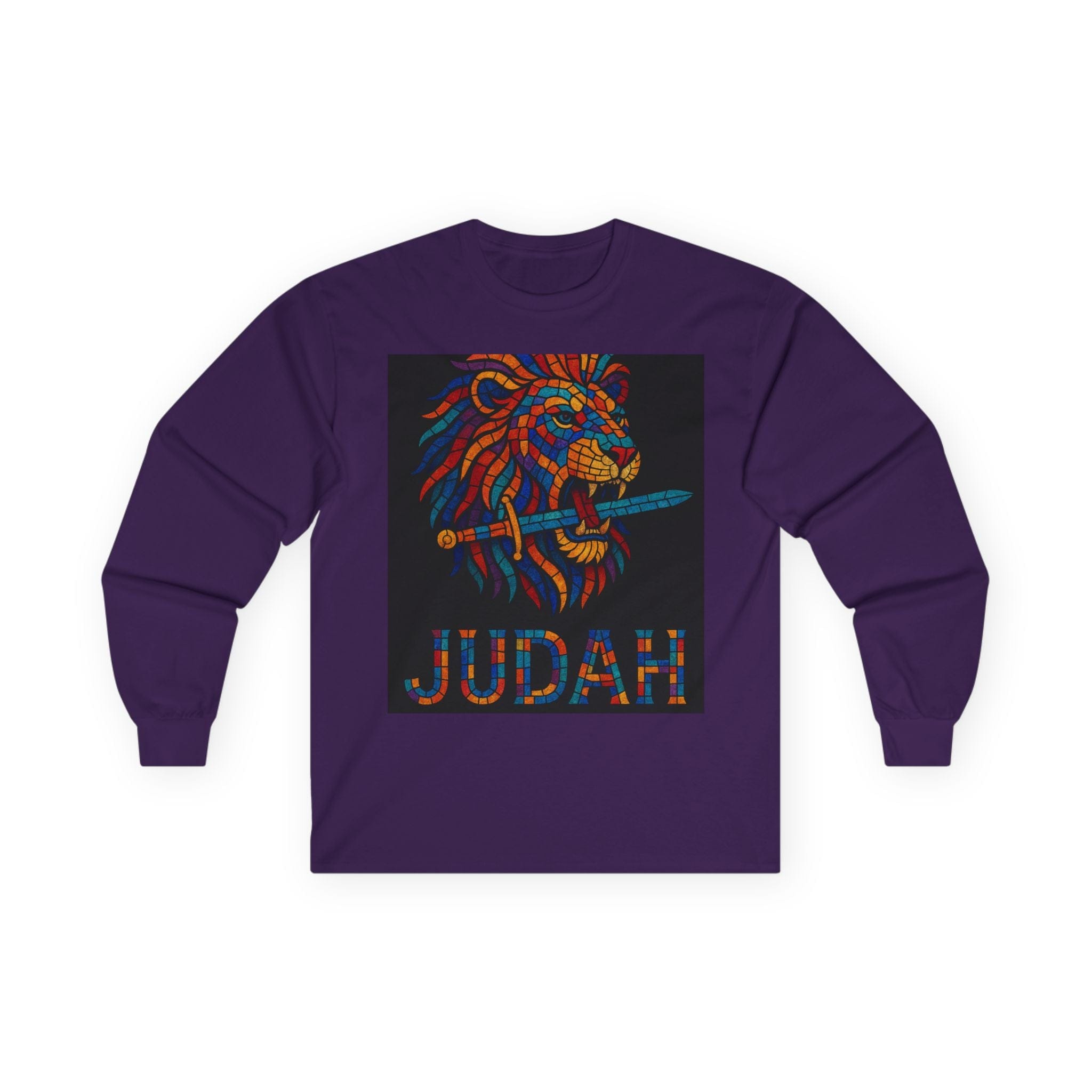 Printify Long-sleeve Purple / S Unisex Lion Emblem Long Sleeve Tee - Judah,