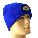 JKFstylez hat Royal Blue 6 LED Headlamp Beanie Cap Rechargeable Lighted Hat With LED Head Light Flashlight For Outdoor Evening Sport Fishing Camping