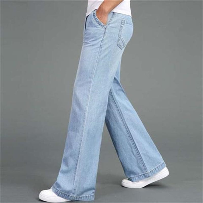JKFstylez pants Light Blue / 31 Men's Loose Straight-leg Wide-leg Flared Jeans