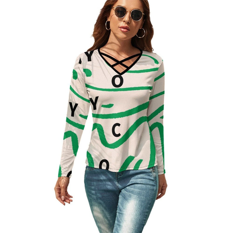 JKFstylez Women's V-Neck Long Sleeve T-Shirt